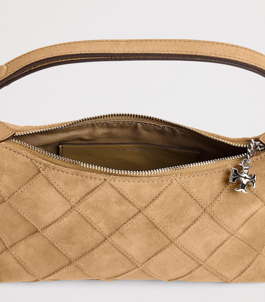 Tory Burch Mini Suede Fleming Top Handle Bag Stone Image 5