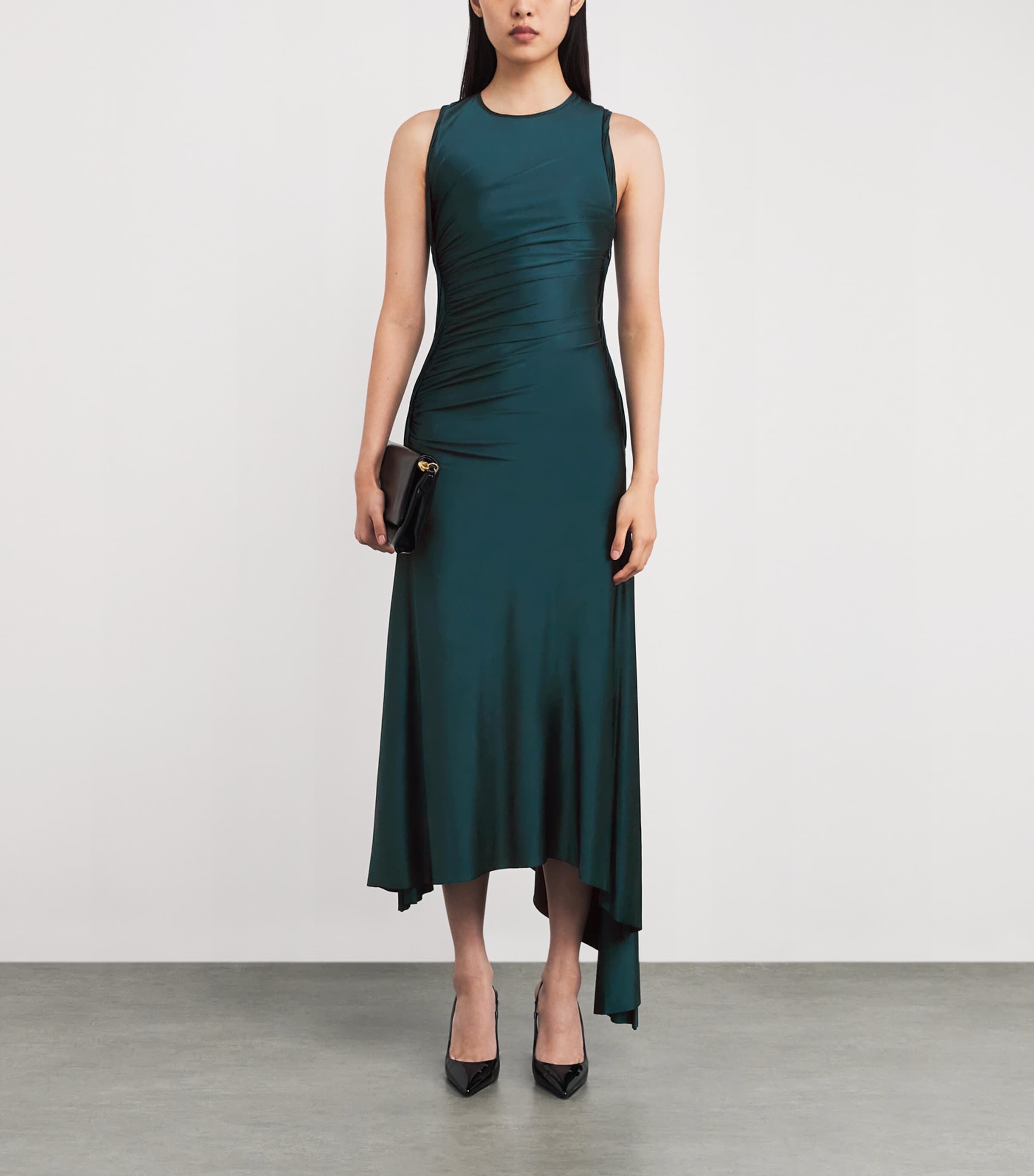Gathered Asymmetric Midi Dress 2780 DARK TEAL Image 2