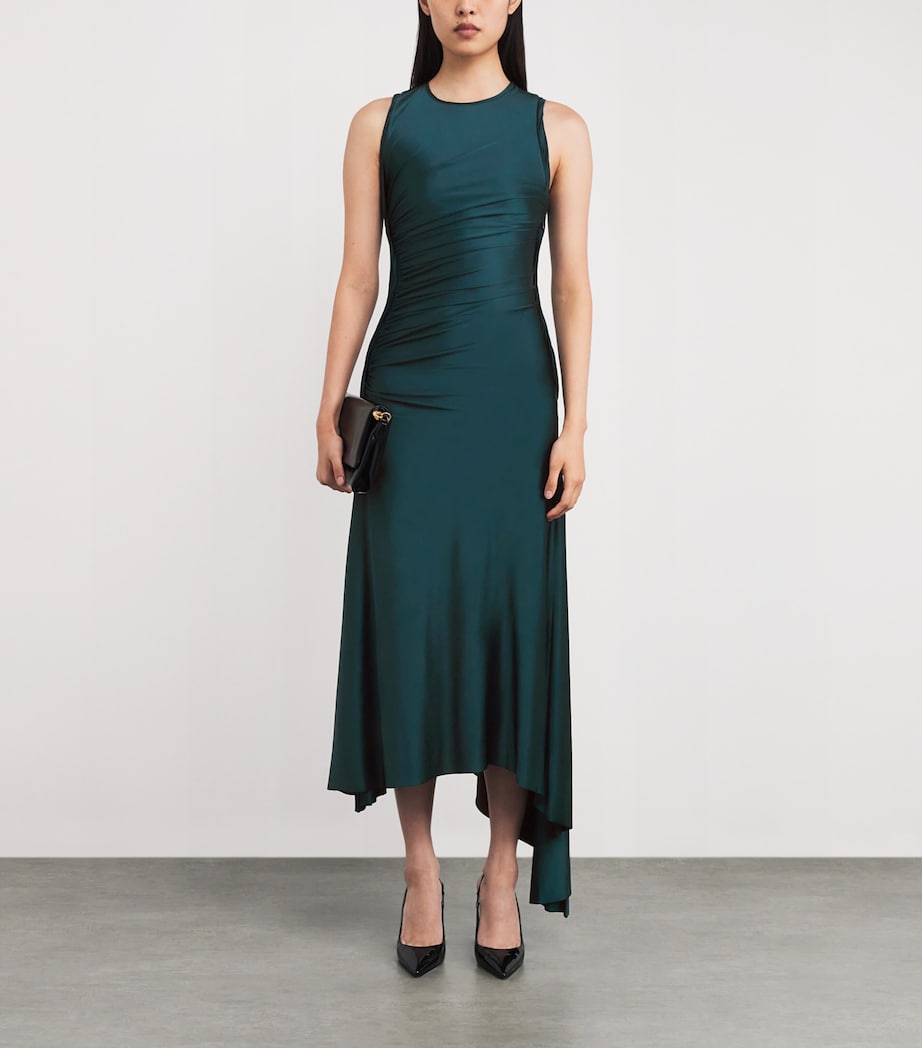 Gathered Asymmetric Midi Dress 2780 DARK TEAL Image 2