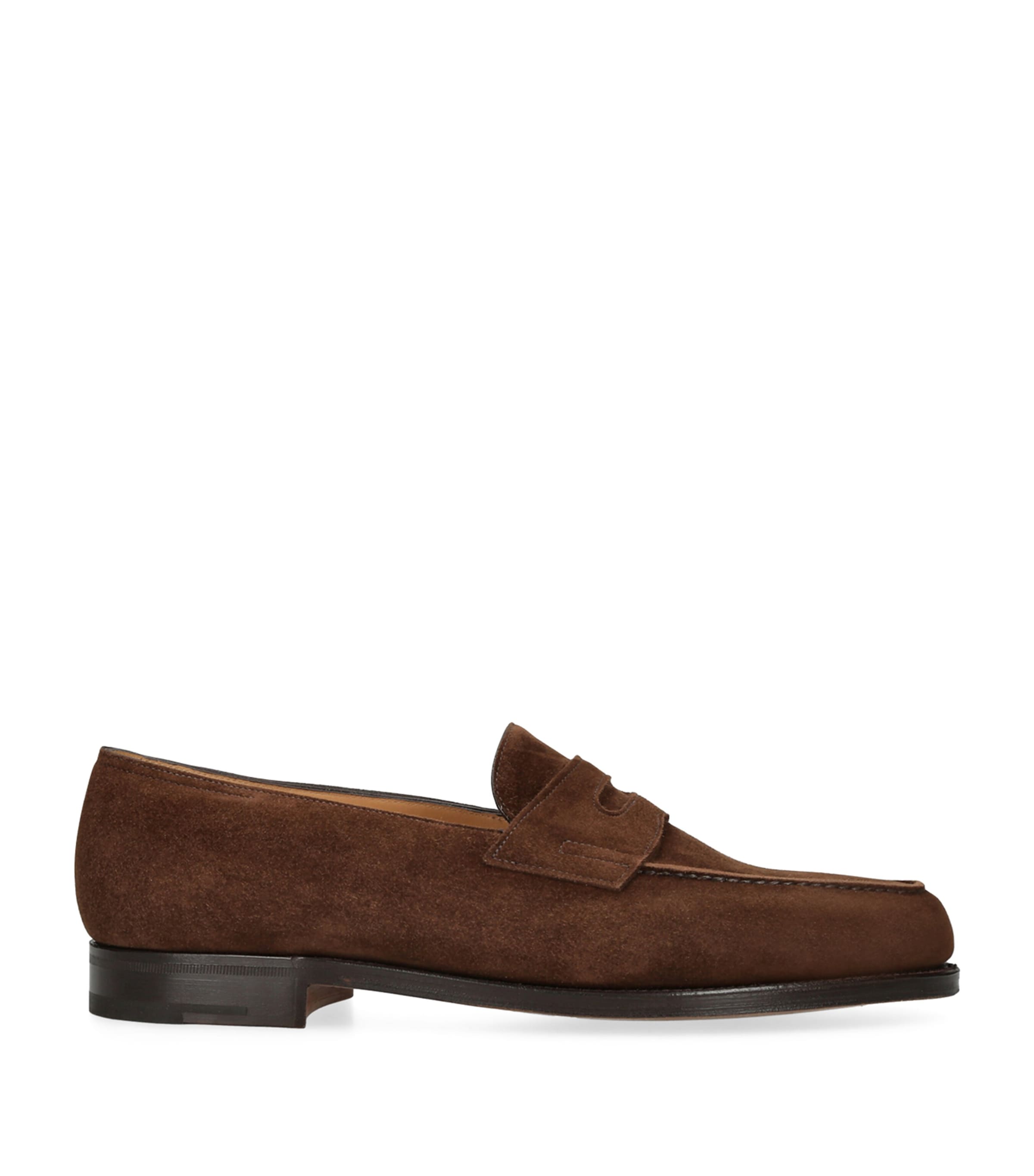 John Lobb Lopez Suede Loafers In Brown