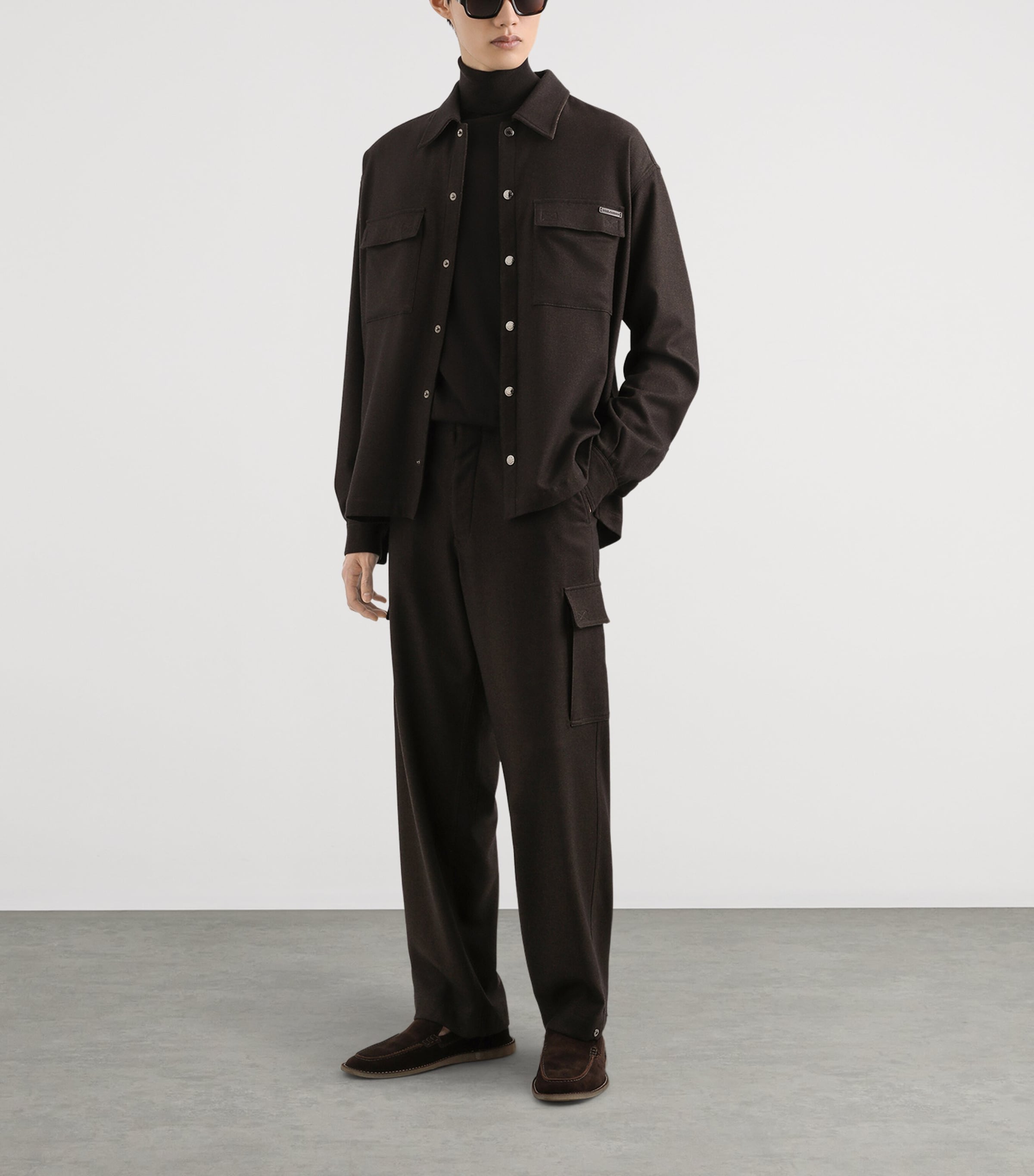 Virgin Wool-Blend Shirt M3977-BROWN Image 2