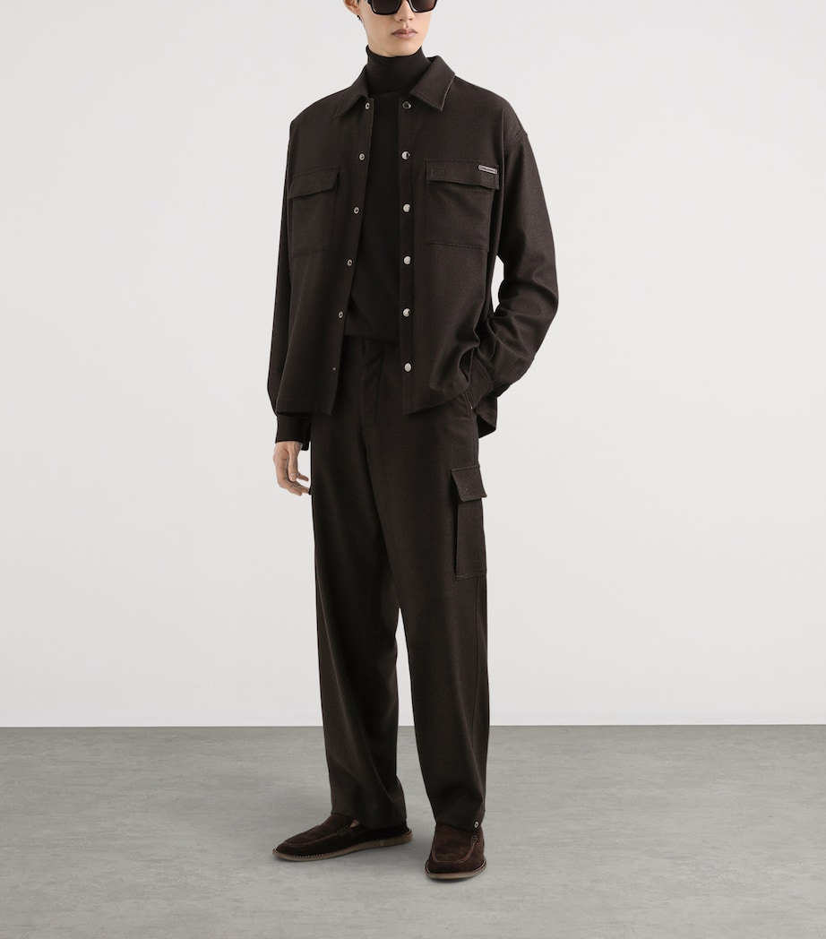 Virgin Wool-Blend Shirt M3977-BROWN Image 2