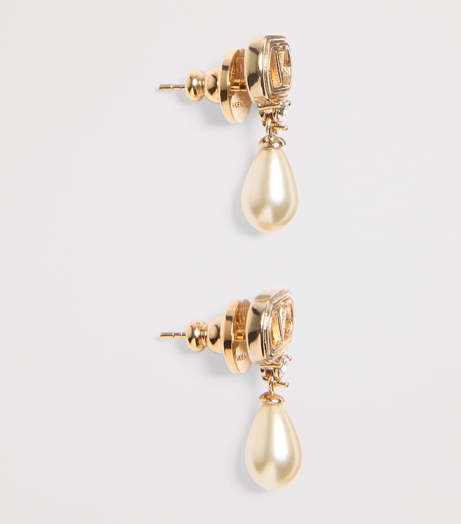 Swarovski Crystal-Embellished Ovalette Logo Earrings BUJ Image 3