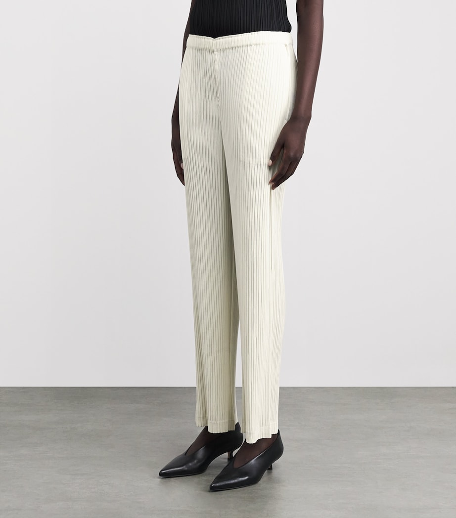 Issey Miyake Womens Hatching Pleats Straight Leg Trousers Off White Image 4