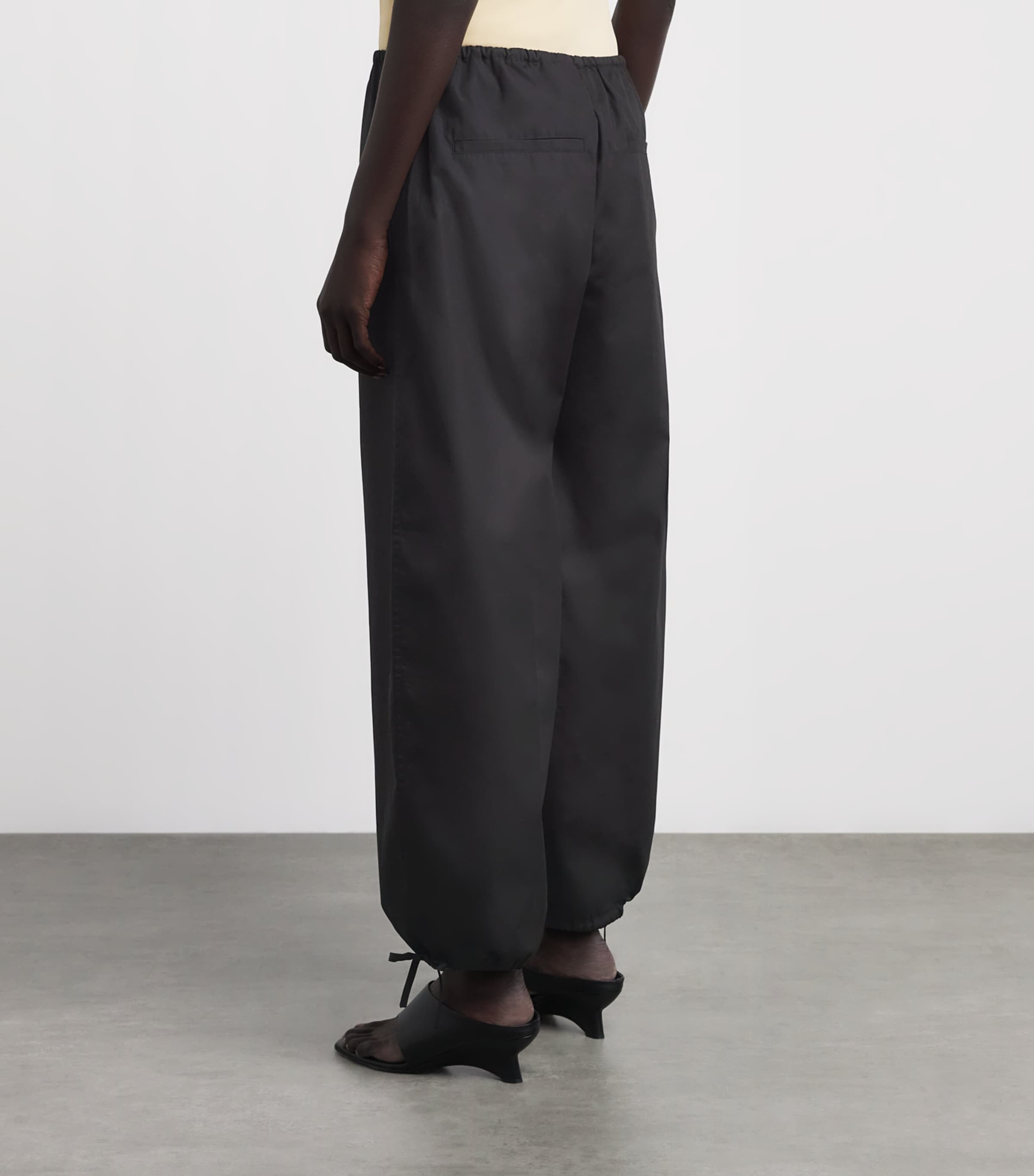 Toteme Womens Cotton Drawstring Trousers Black Image 5