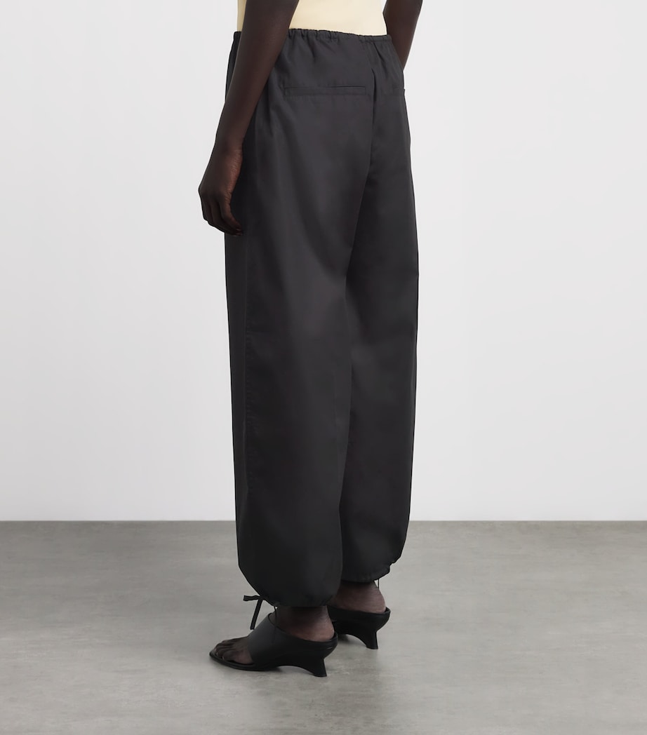Toteme Womens Cotton Drawstring Trousers Black Image 5