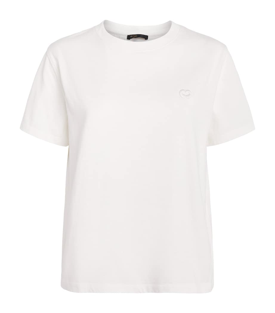 Maje Womens Cotton Embroidered Logo T-Shirt White Image 1