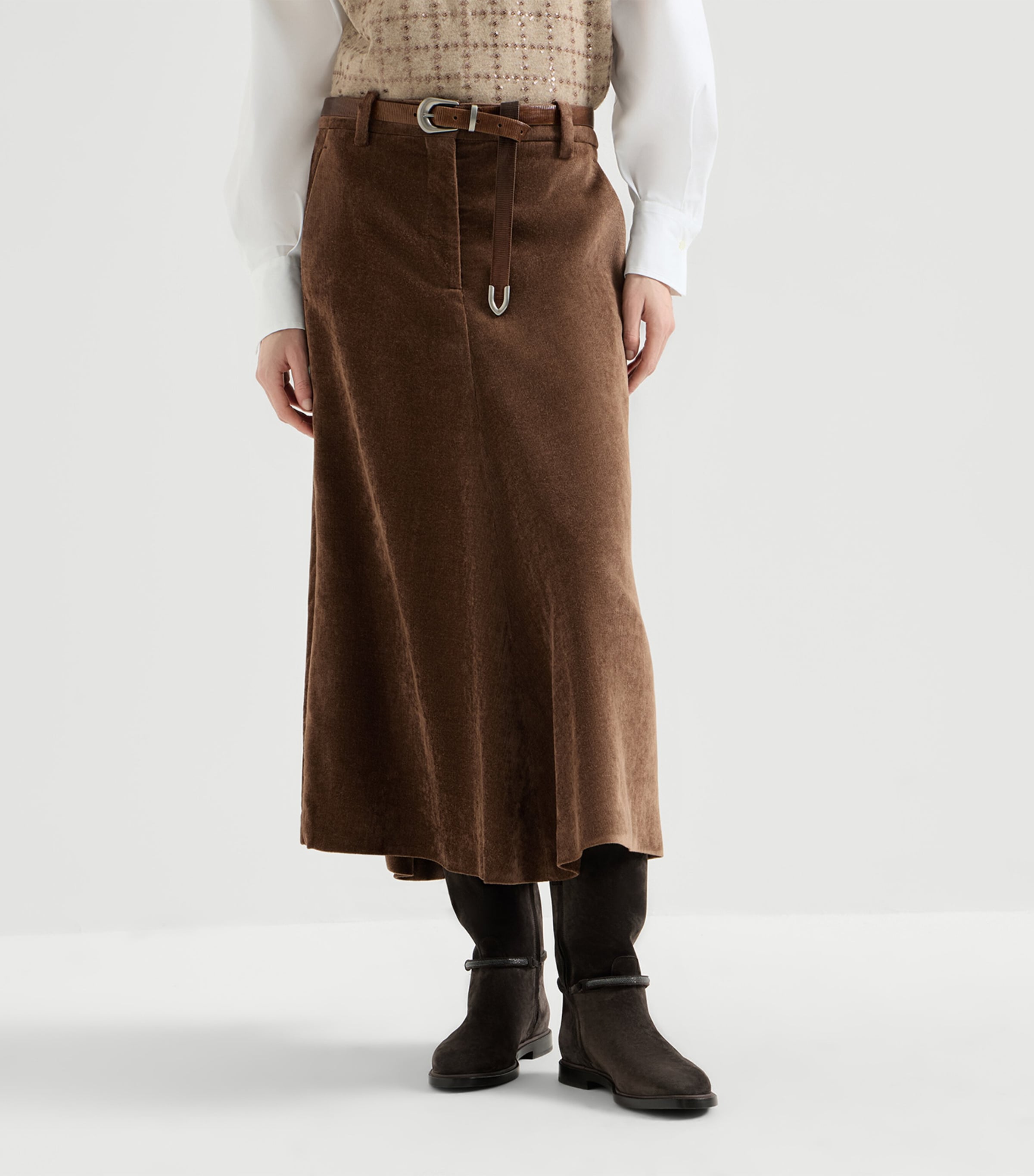 Brunello Cucinelli Womens Corduroy Maxi Skirt Image 3