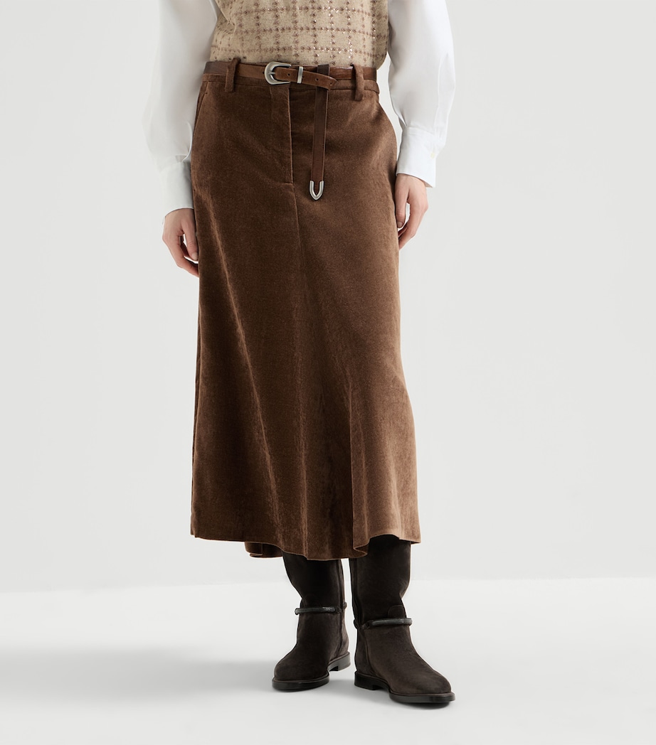 Brunello Cucinelli Womens Corduroy Maxi Skirt Image 3