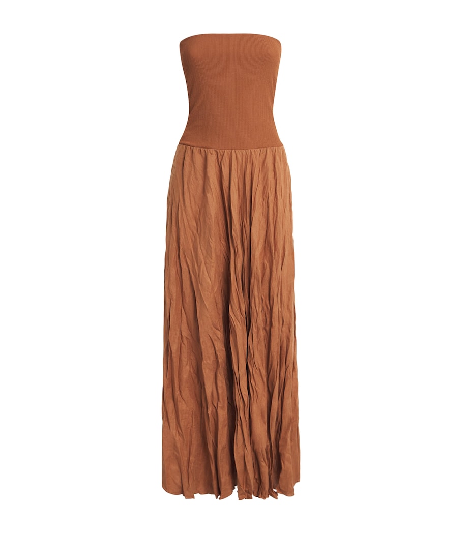 Linen-Blend Empowerment Maxi Skirt BROWN Image 1