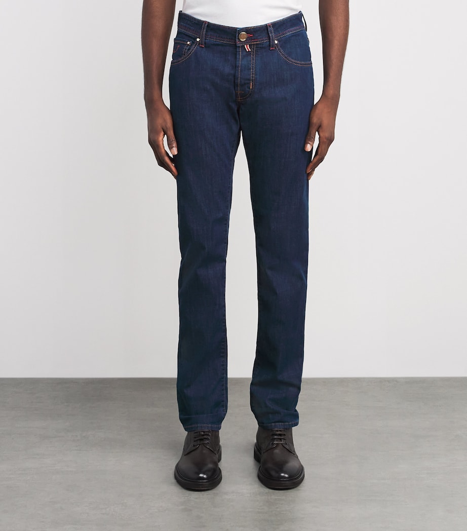 Stripe-Trim Nick Slim Jeans 100D DARK BLUE Image 3