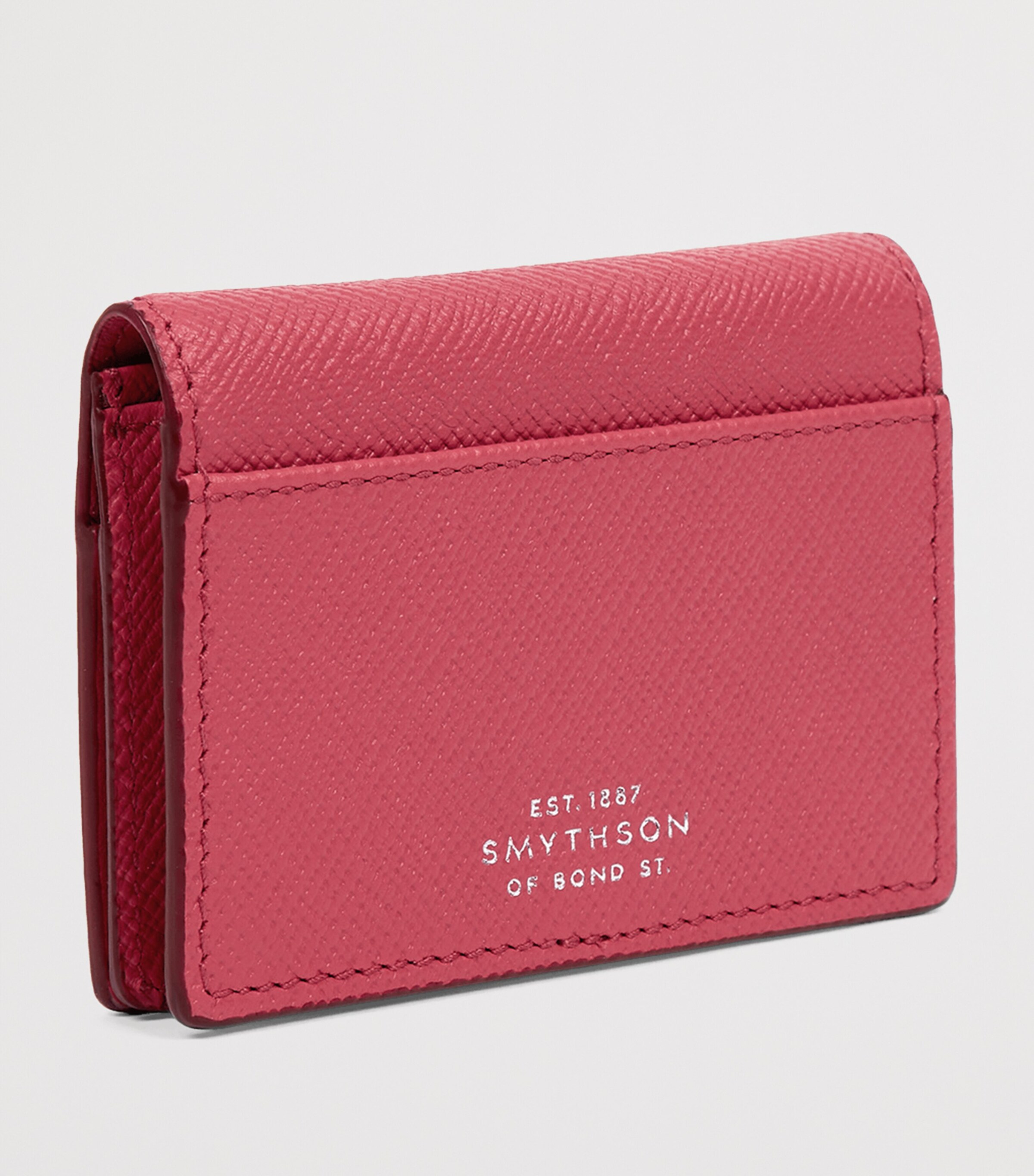 Smythson Panama Leather Folded Card Holder Raspberry Image 3