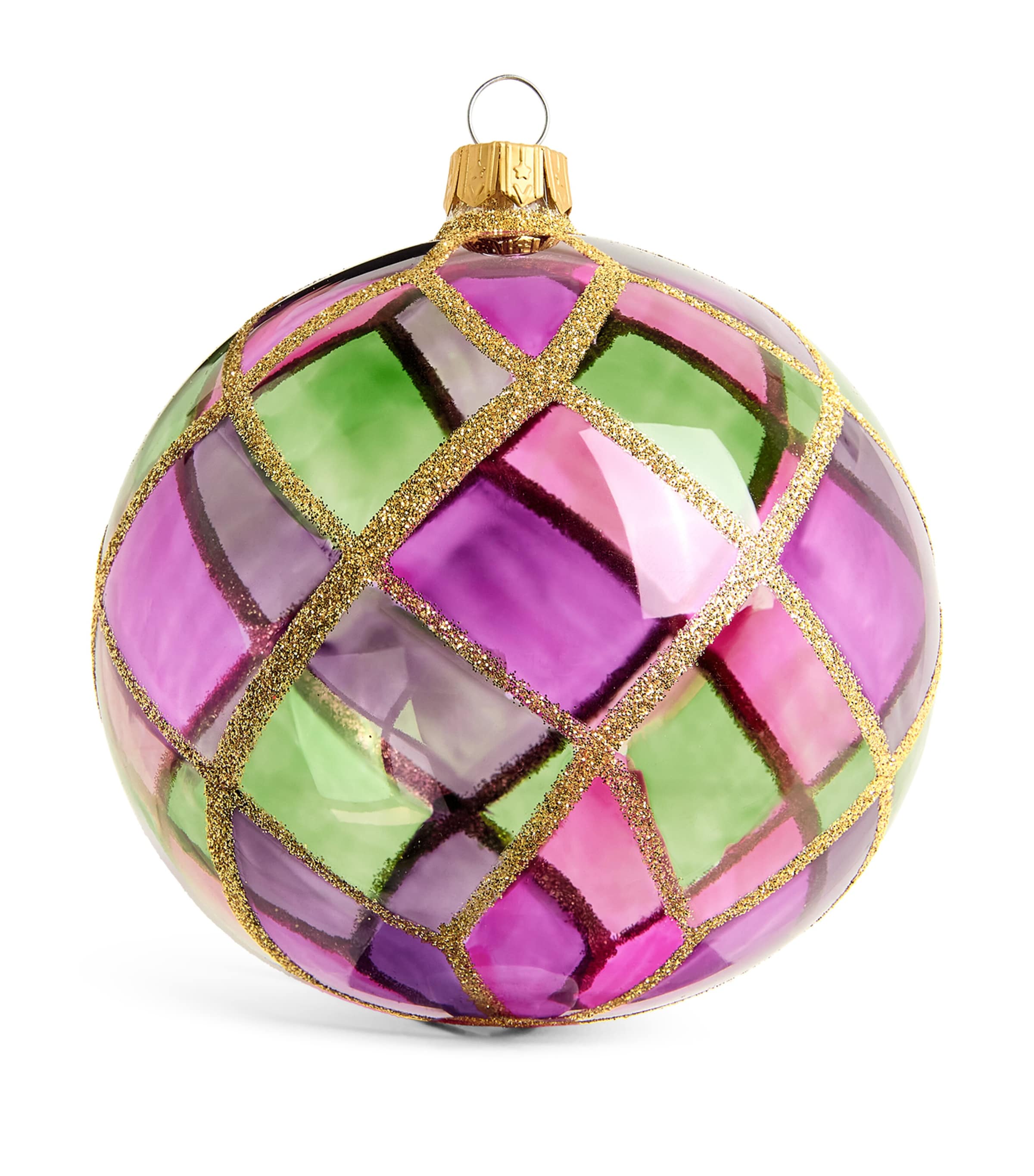 Harrods Glass Diamond Pattern Bauble In Multi