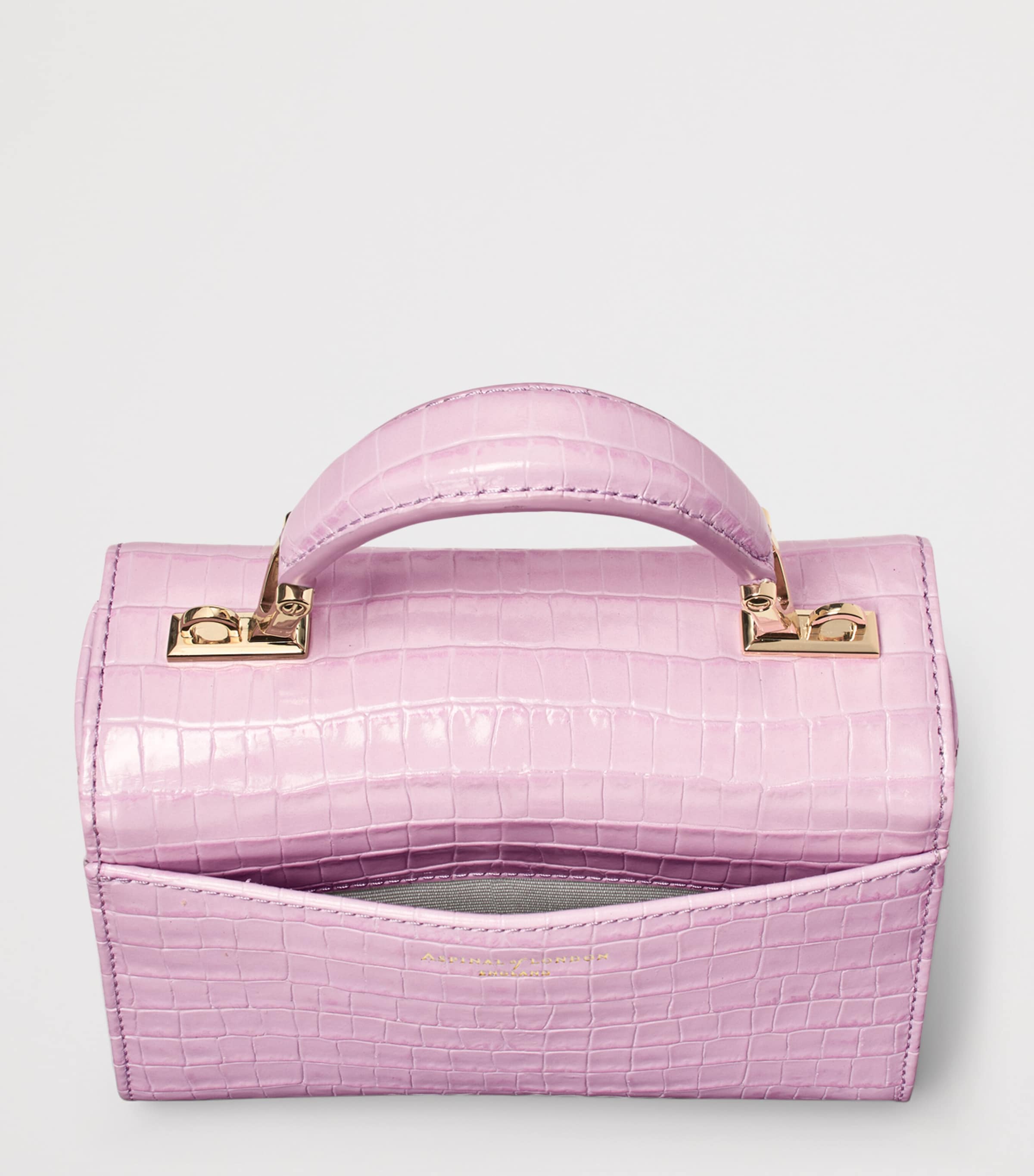 Aspinal Of London Mini Leather Mayfair Top-Handle Bag Lilac Image 5