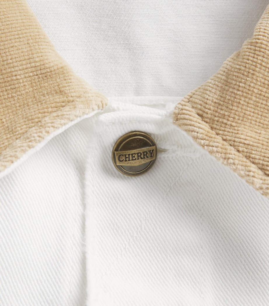 Cherry Los Angeles Mens Denim Trucker Jacket Vintage White Image 6