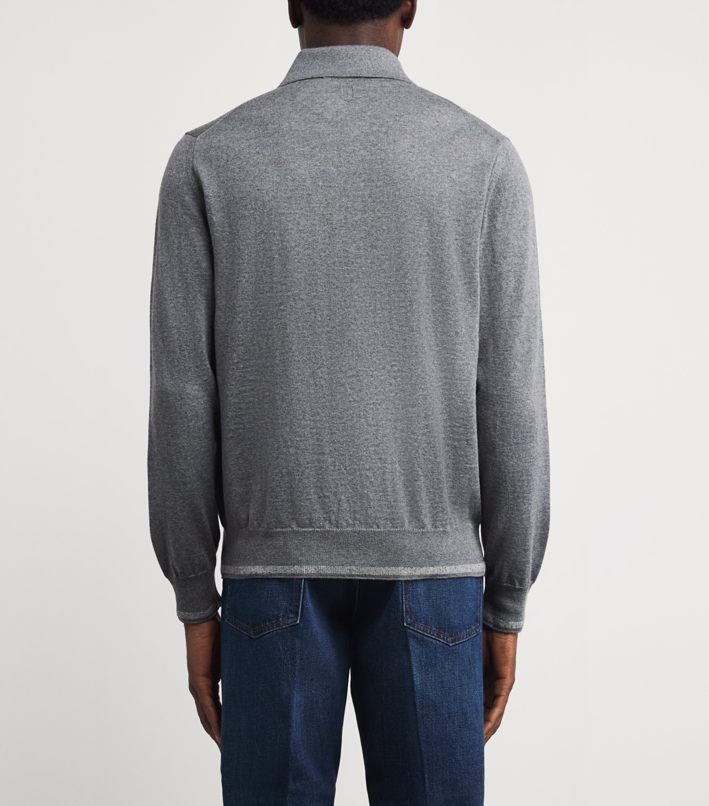 Canali Mens Wool-Blend Zip-Up Polo Shirt Image 4
