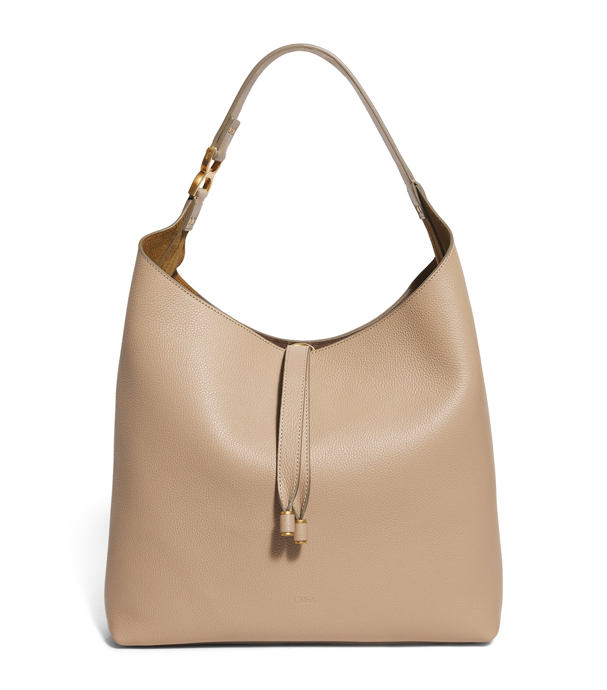Chloé Marcie Small Hobo Bag In Grained Calfskin In Brown