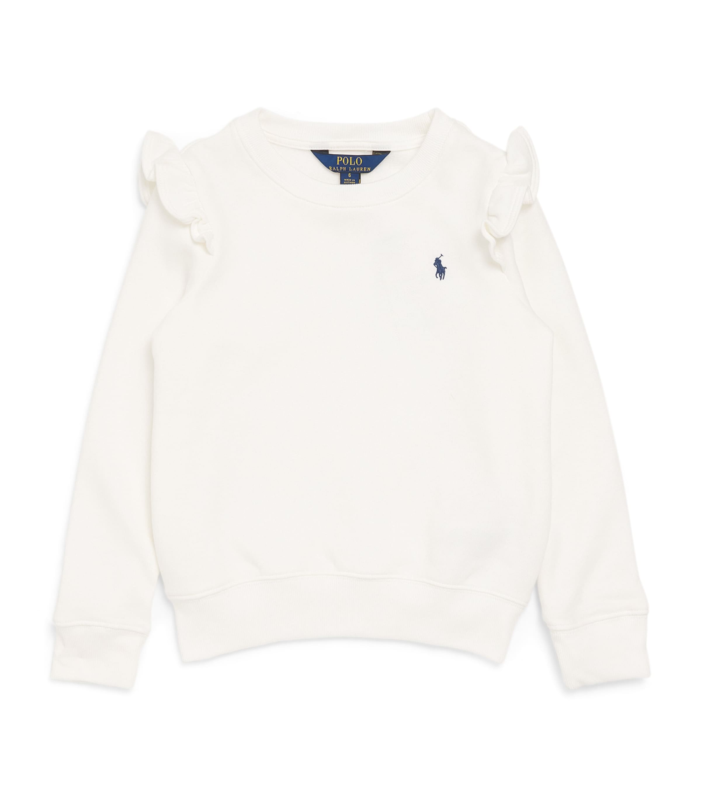 Shop Ralph Lauren Ruffle-trim Polo Pony Sweatshirt In White