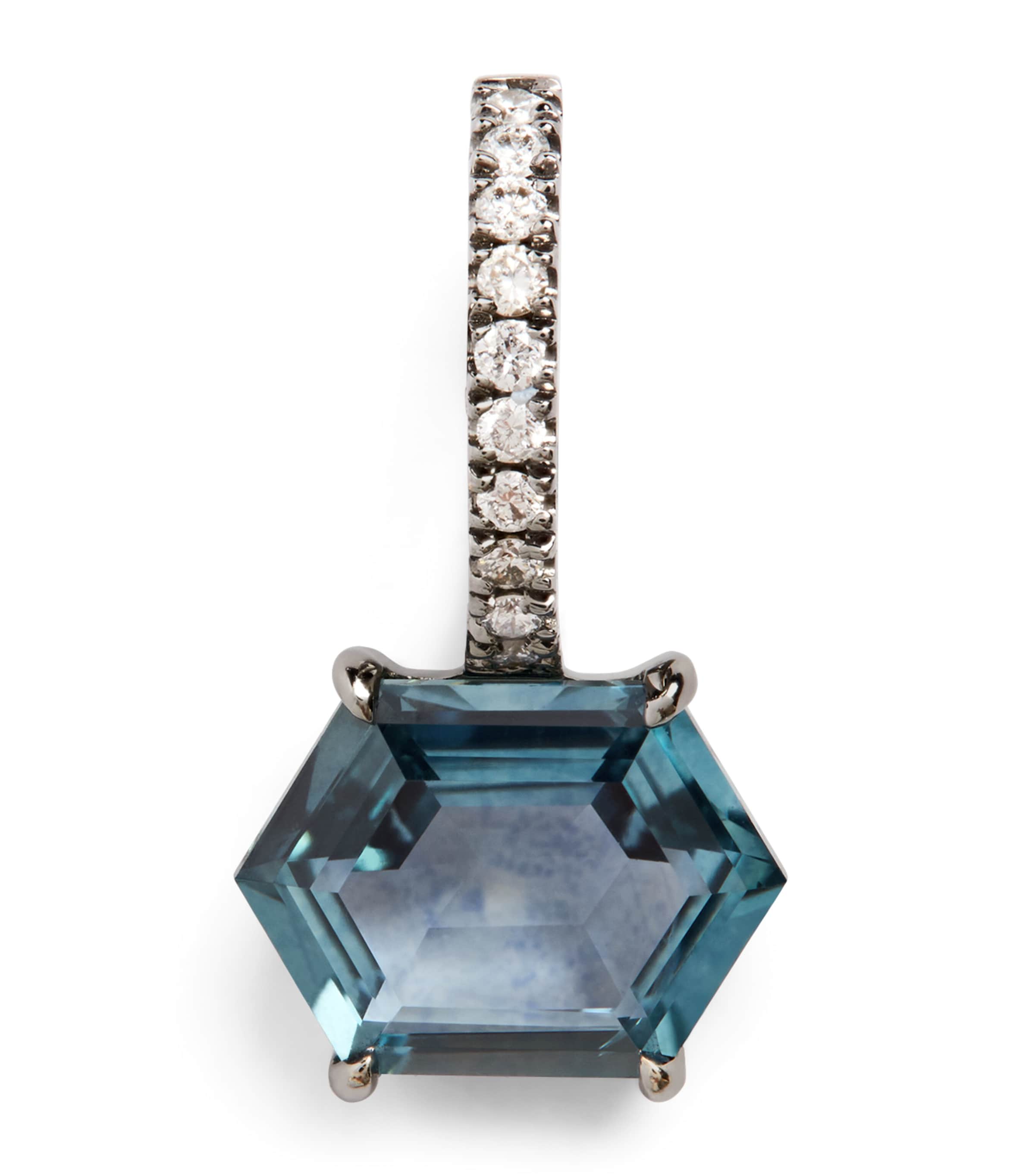 Eva Fehren Blackened White Gold, Diamond And Sapphire Charm In Black