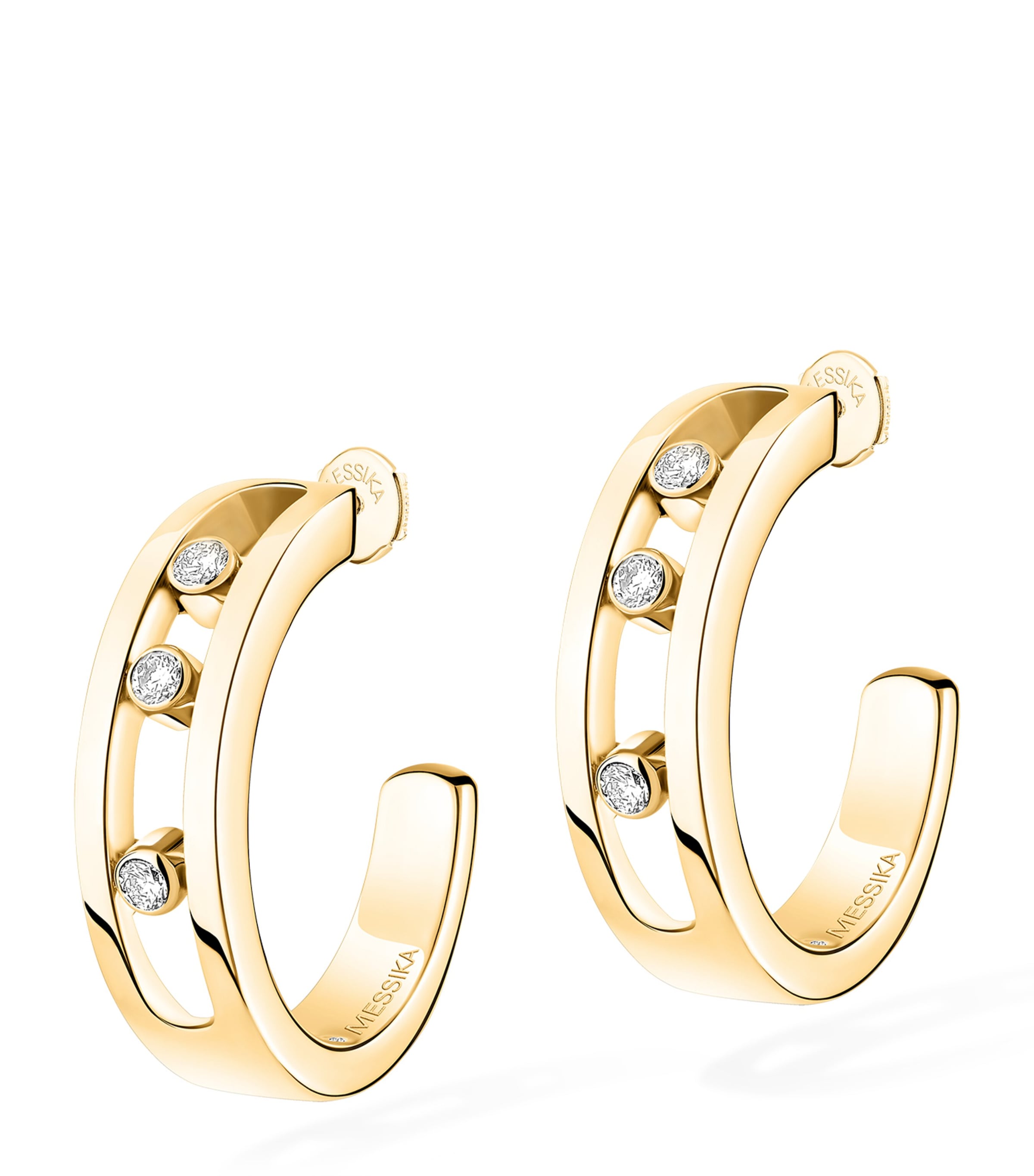Messika Move Classique Yellow Gold and Diamond Hoop Earrings Yellow Gold Image 1