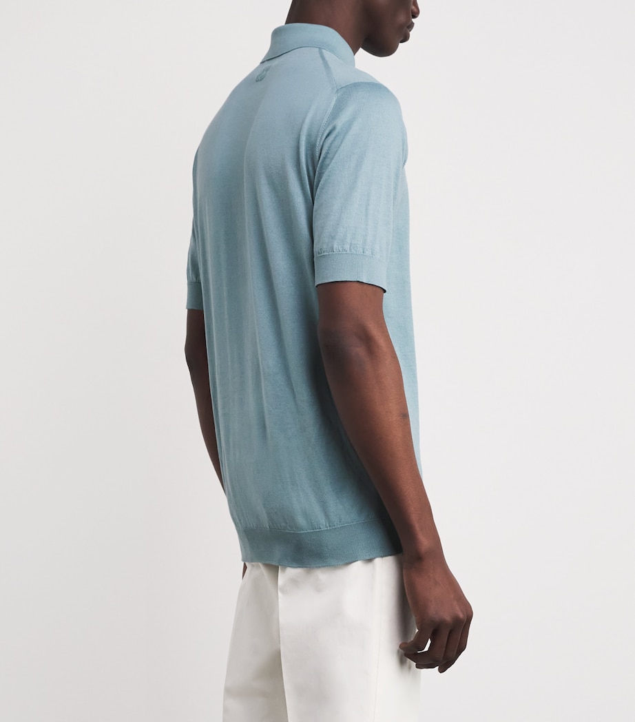 Cotton Knit Polo Shirt 820 LIIGHT BLUE Image 4
