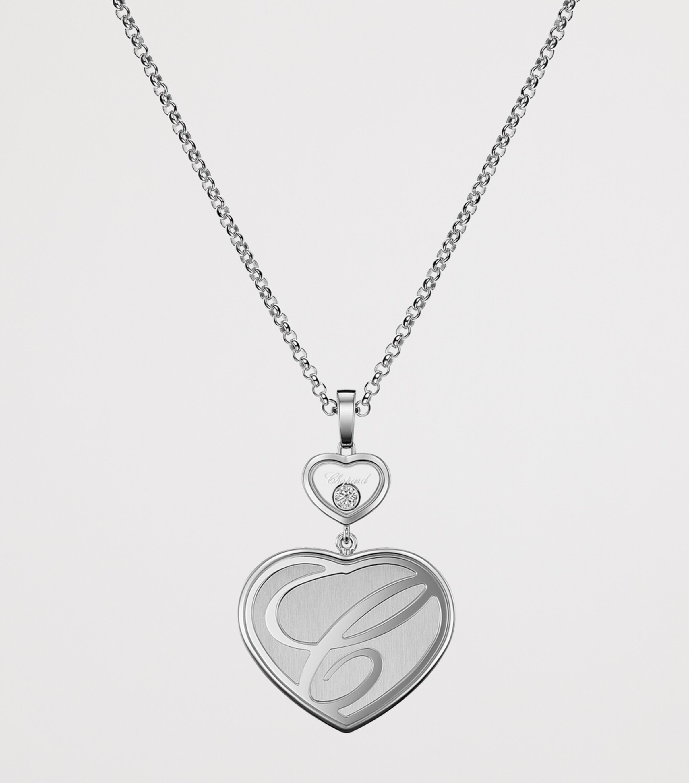 White Gold and Diamond Happy Hearts Pendant Necklace 18K WHITE GOLD Image 3