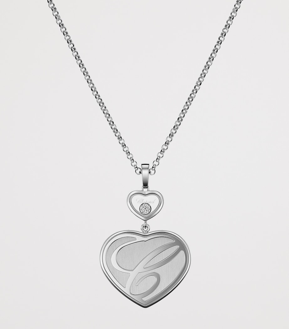 White Gold and Diamond Happy Hearts Pendant Necklace 18K WHITE GOLD Image 3