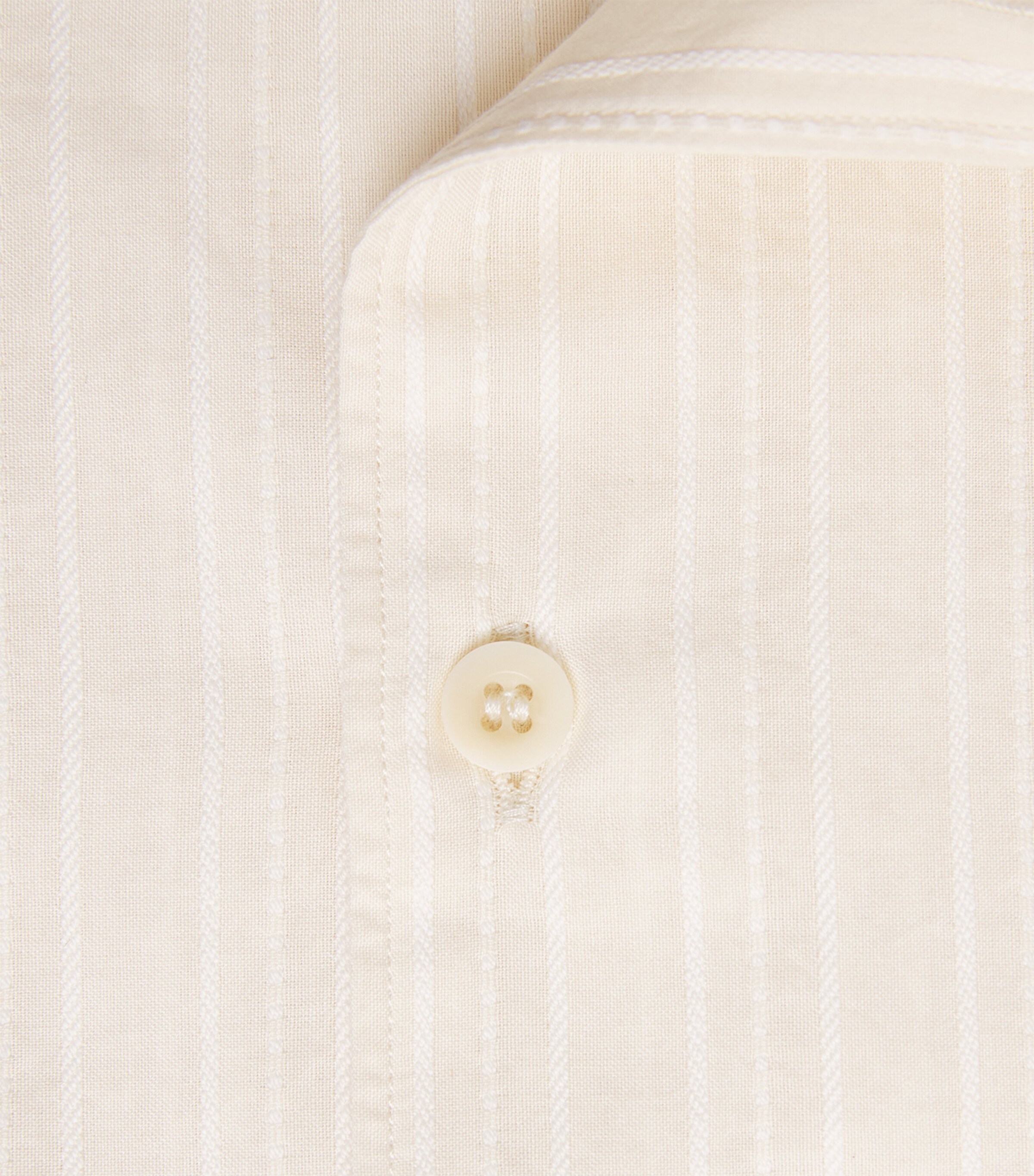 Sunspel Mens Cotton Textured Stripe Shirt Whcr Ecru Image 6