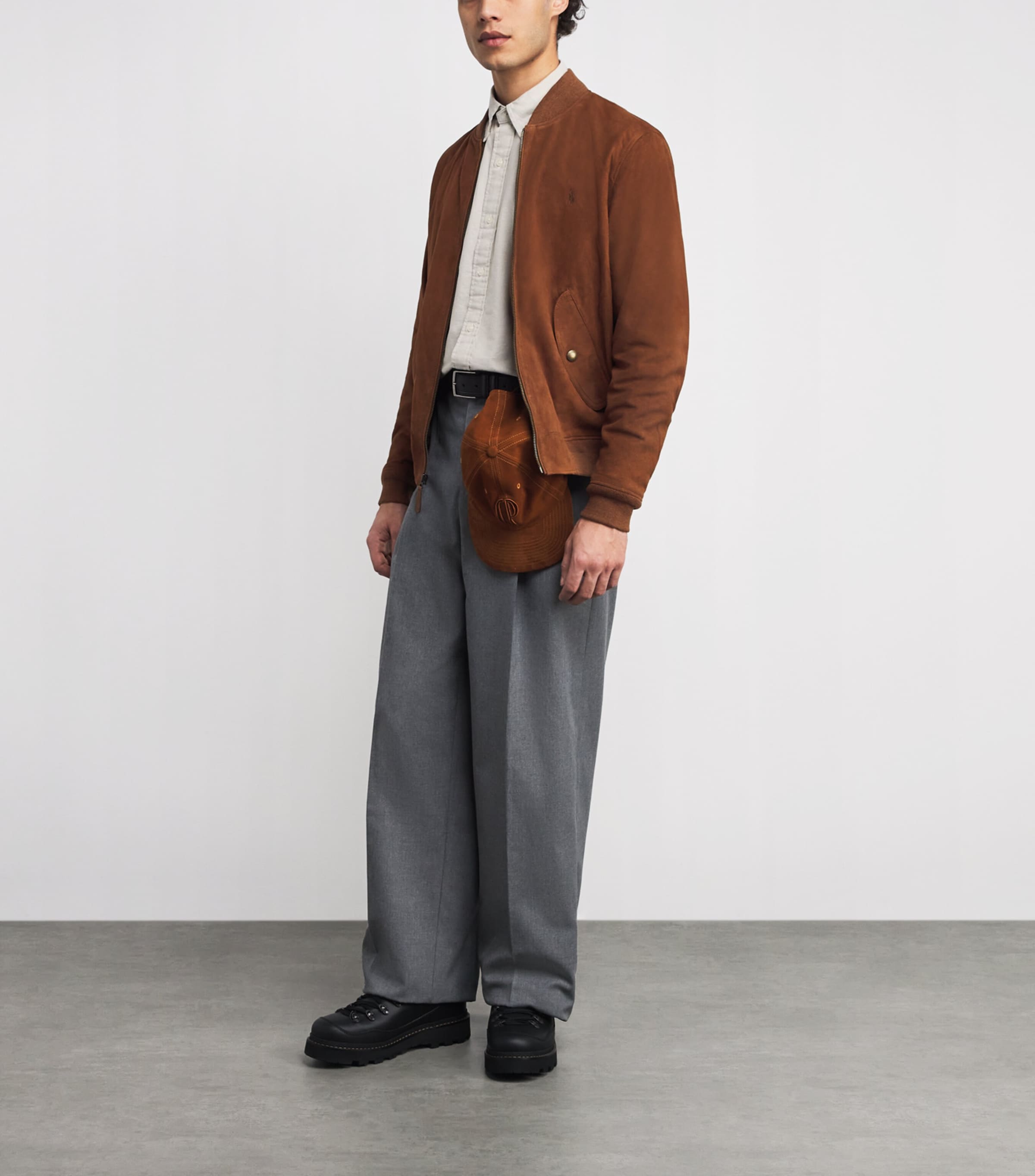 Suede Logo Bomber Jacket COUNTRY BROWN Image 2