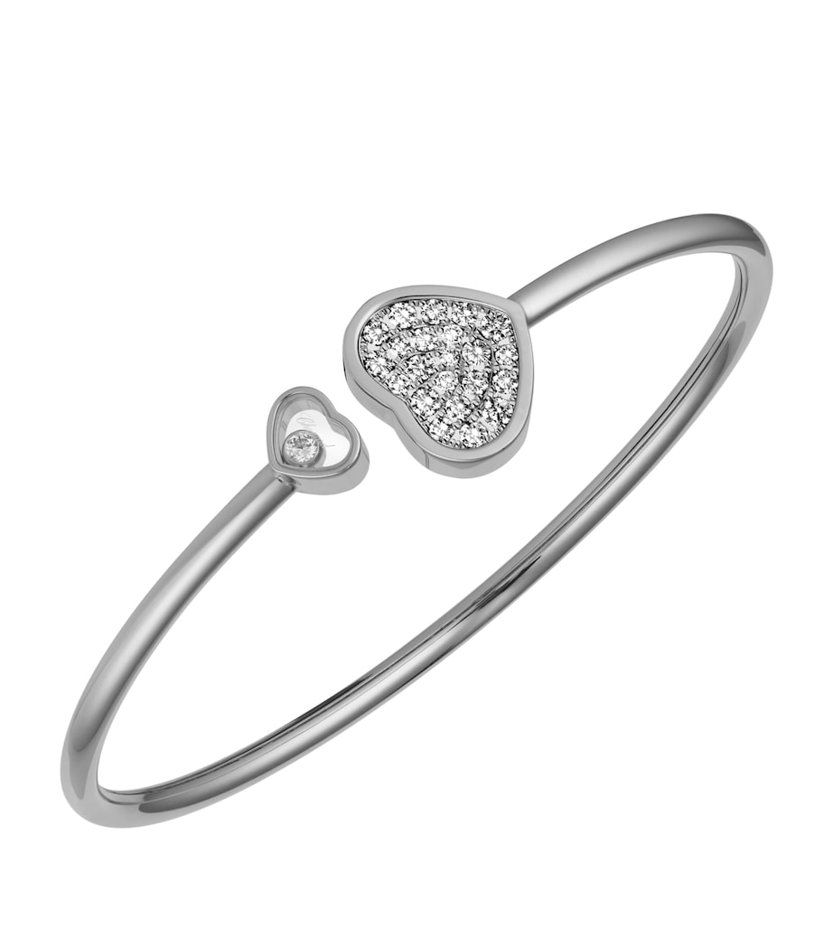 White Gold and Diamond Happy Hearts Bangle Image 1