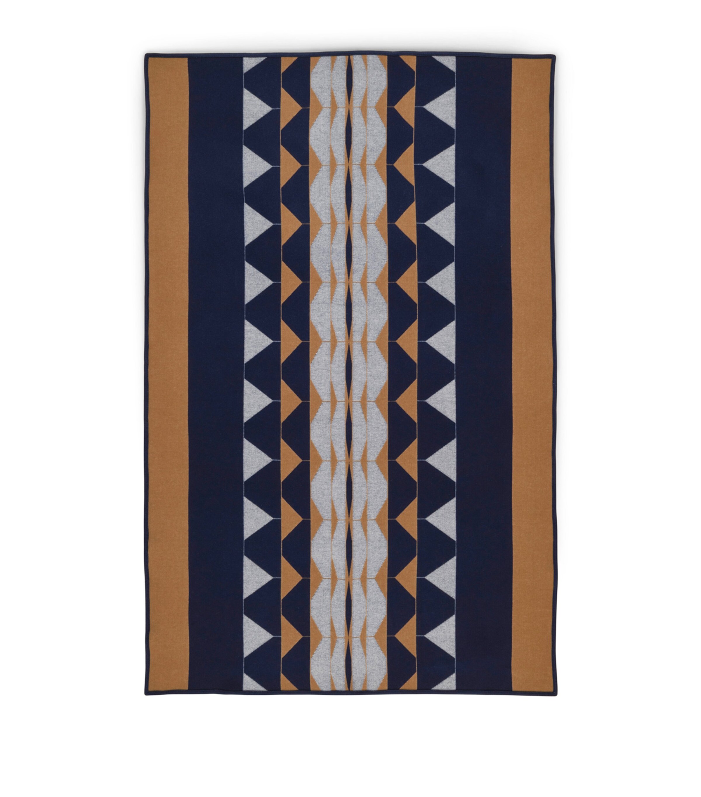 Wool-Cashmere Deco 001 Throw (135cm x 220cm) 2L25 - CREAM/BLUE Image 2