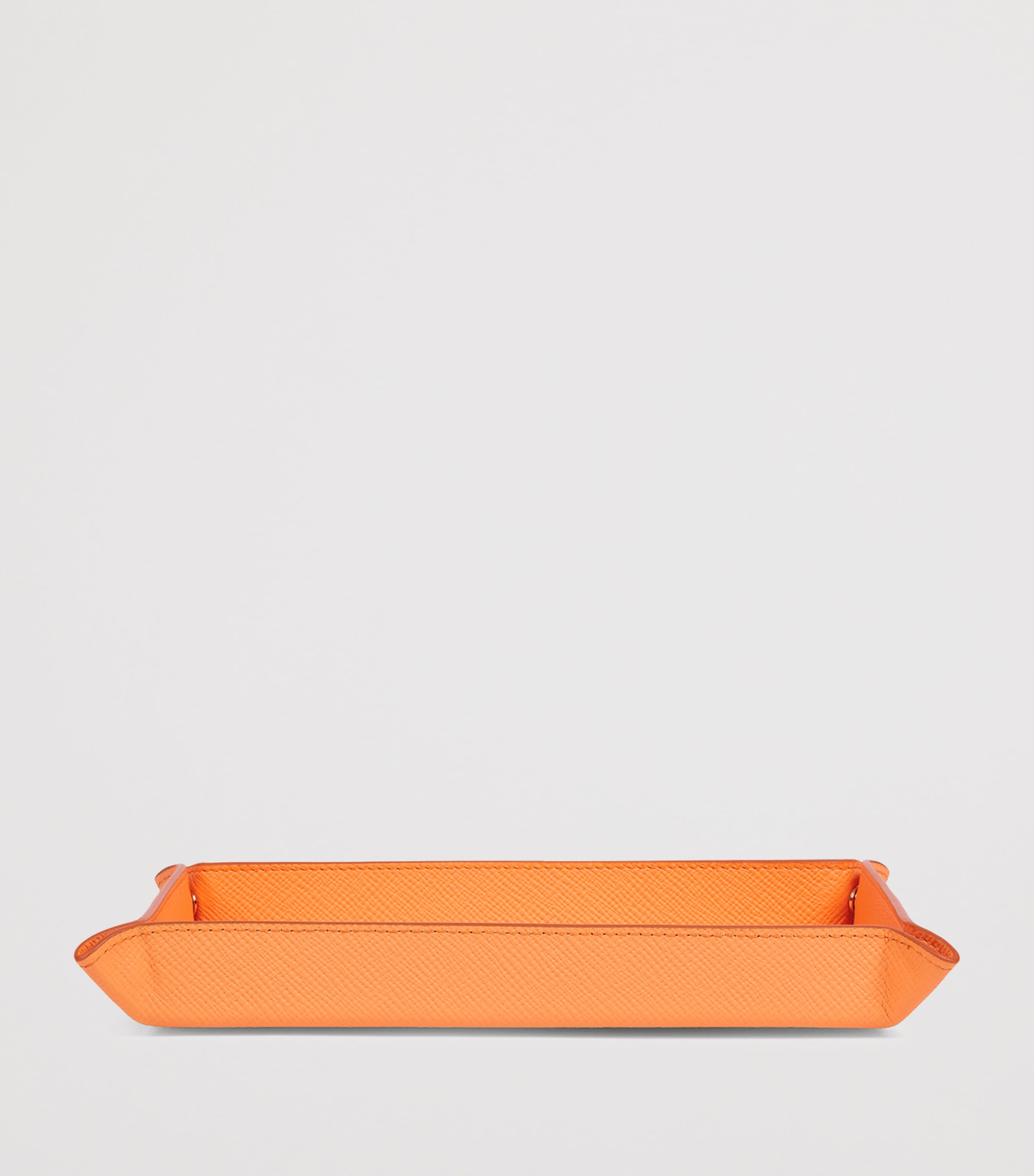 Small Leather Panama Rectangular Trinket Tray L ORANGE Image 2