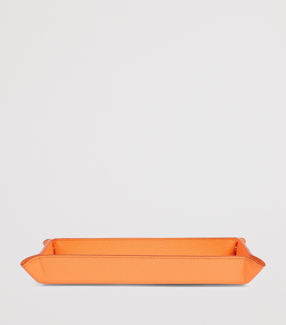 Small Leather Panama Rectangular Trinket Tray L ORANGE Image 2