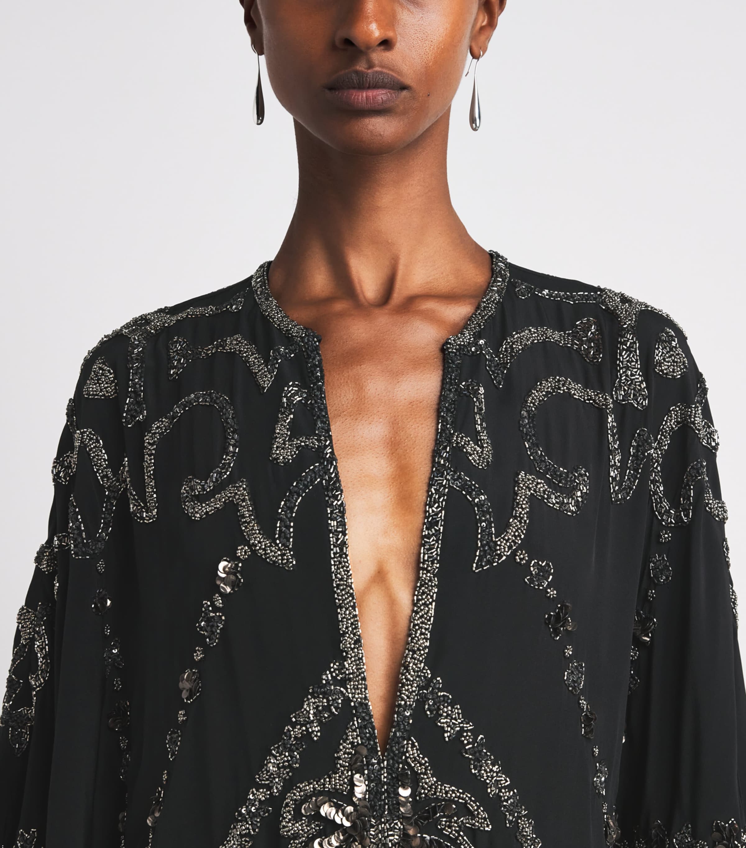 Johanna Ortiz Womens Silk Mystical Gaucho Cape Dress Black Image 3