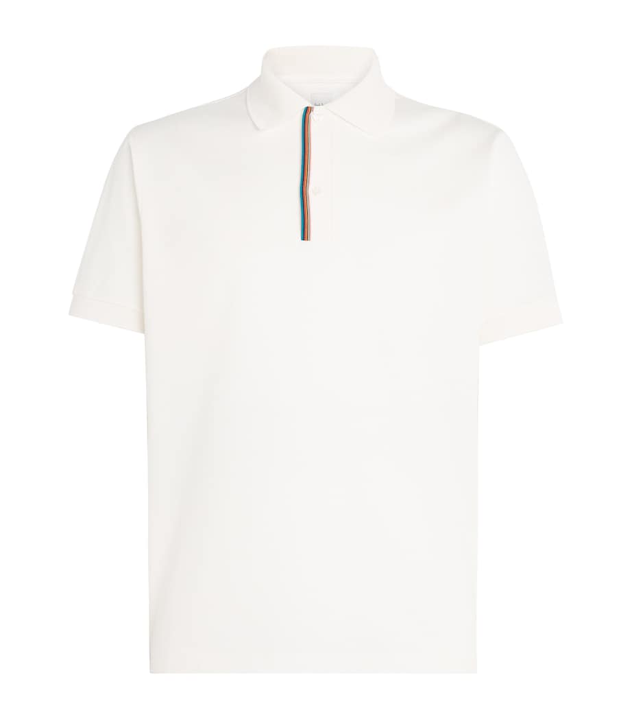 Cotton Signature Stripe Polo Shirt 01_WHITE Image 1