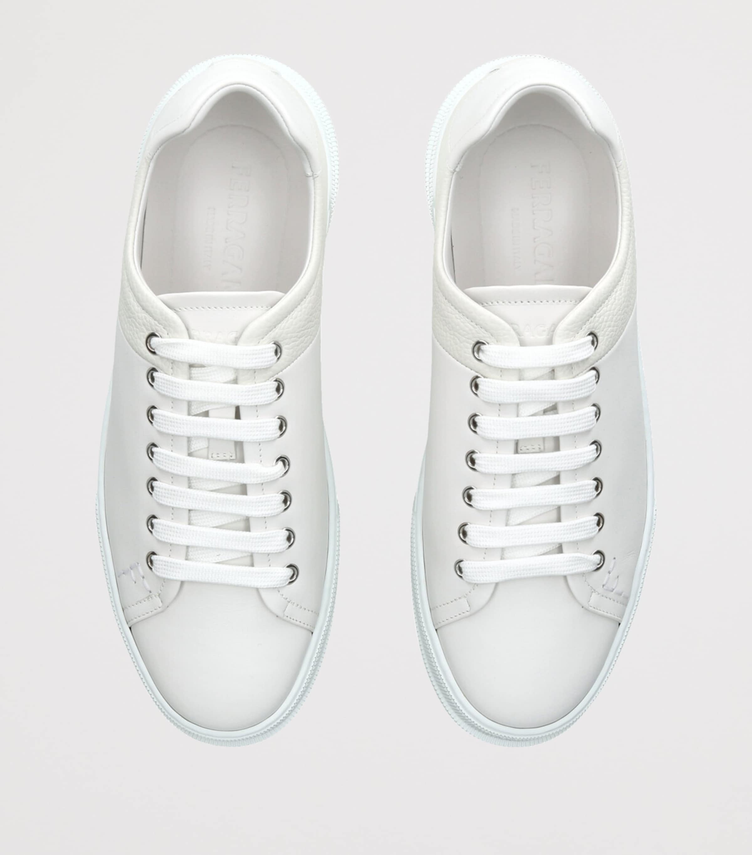 Salvatore Ferragamo Leather Clayton Sneakers White Image 4