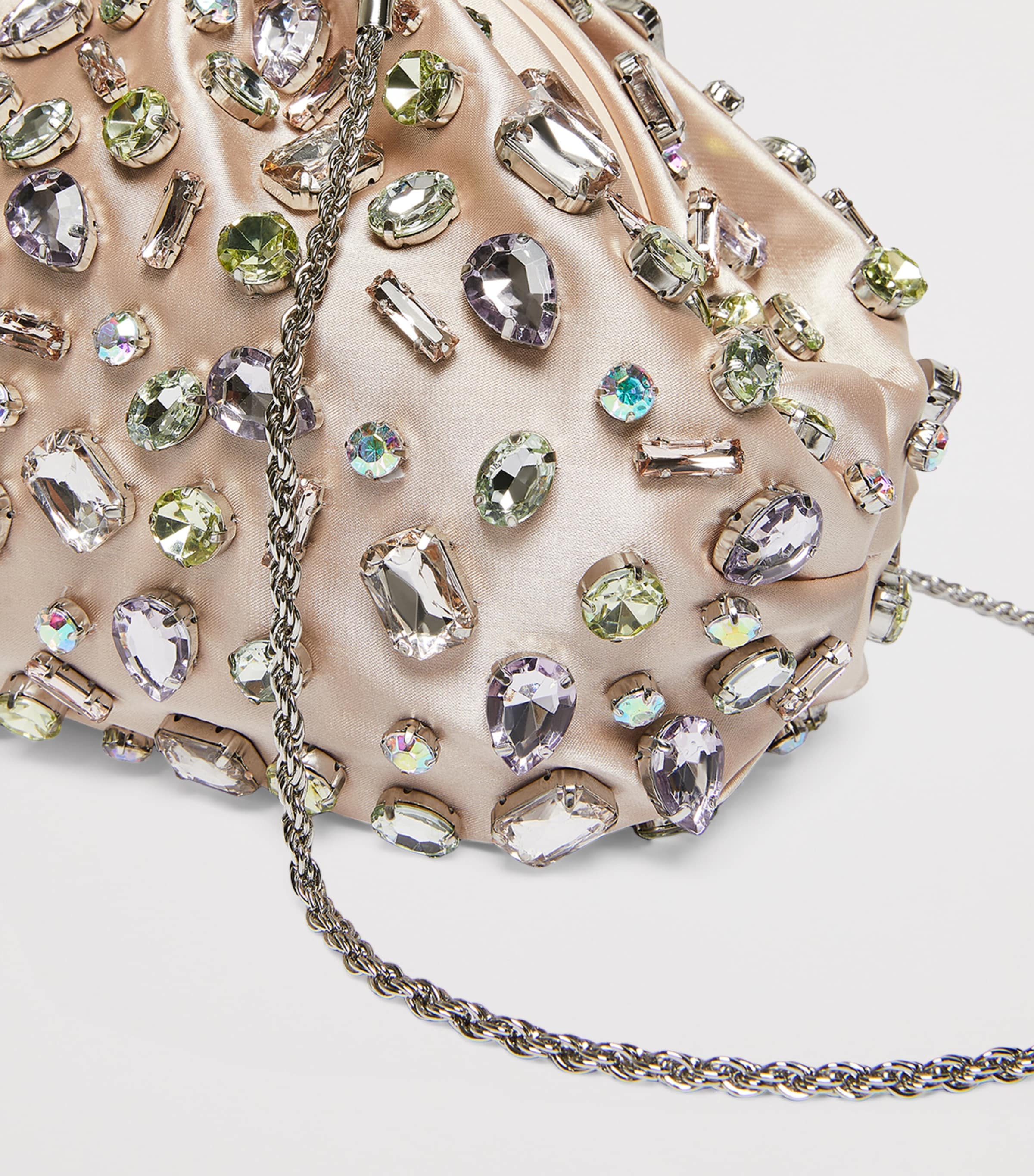 Marina Rinaldi Satin Embellished Clutch Bag Powder Image 6