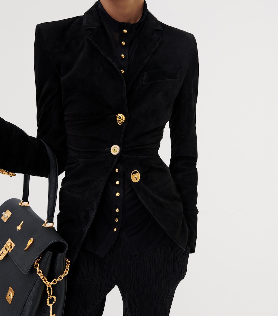 Schiaparelli Womens Wool Draped Blazer Black Image 5
