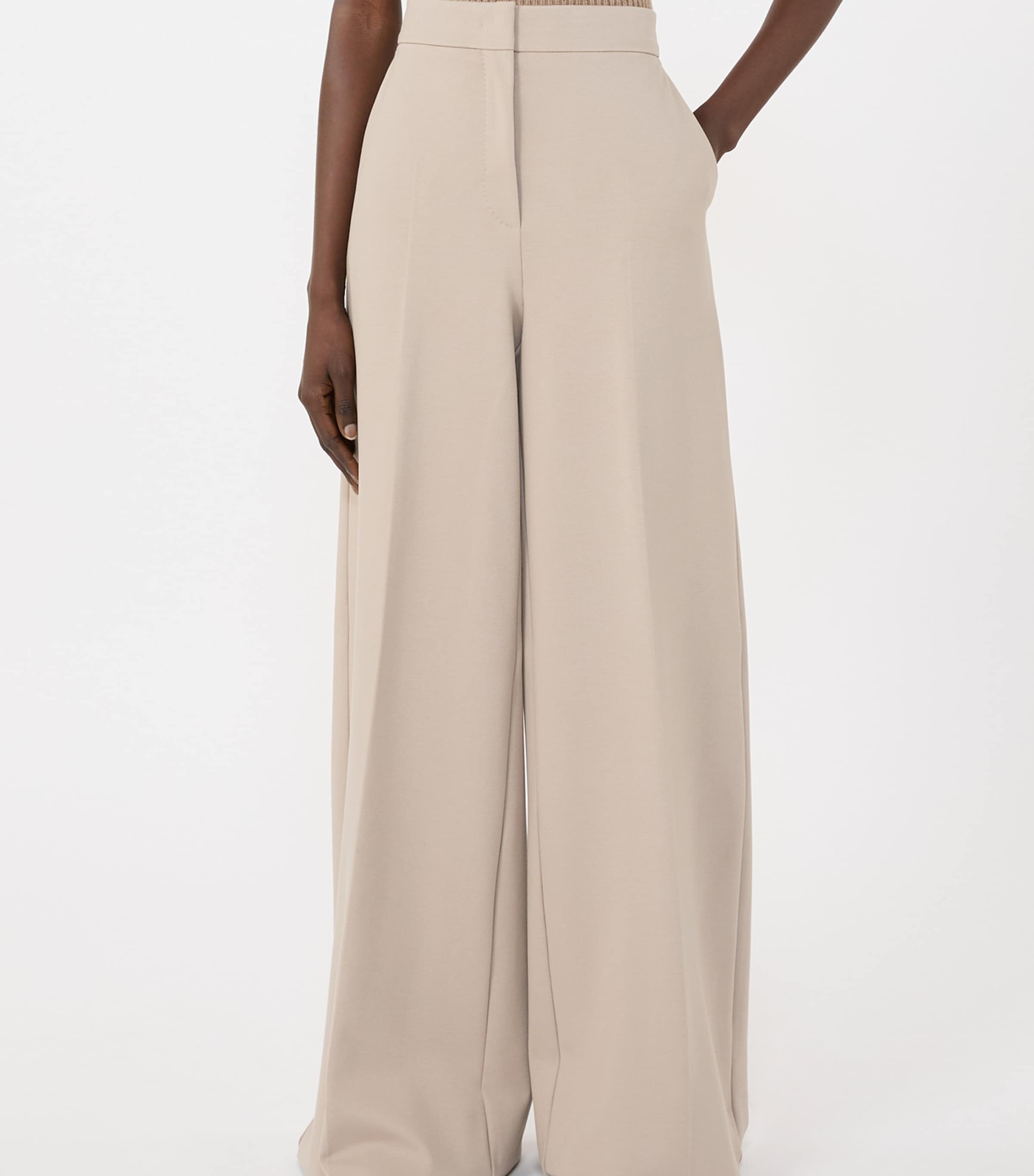 Jersey Wide-Leg Trousers SAND Image 3
