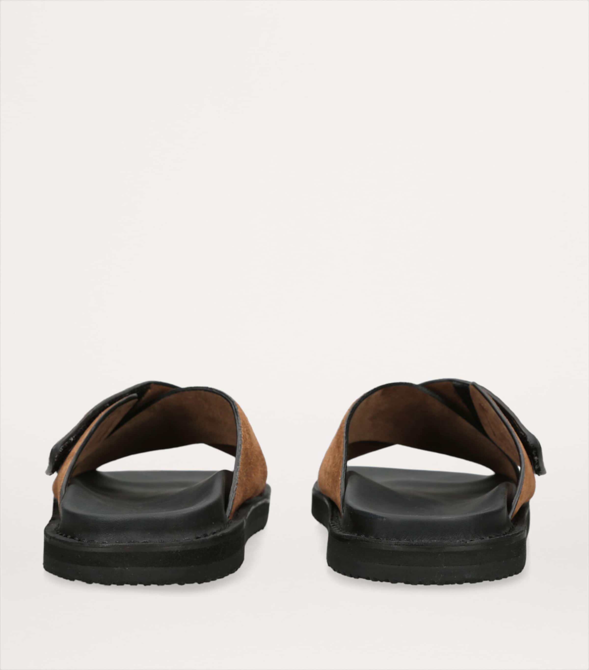 Leather Promenade Cross Sandals DARK BROWN Image 5