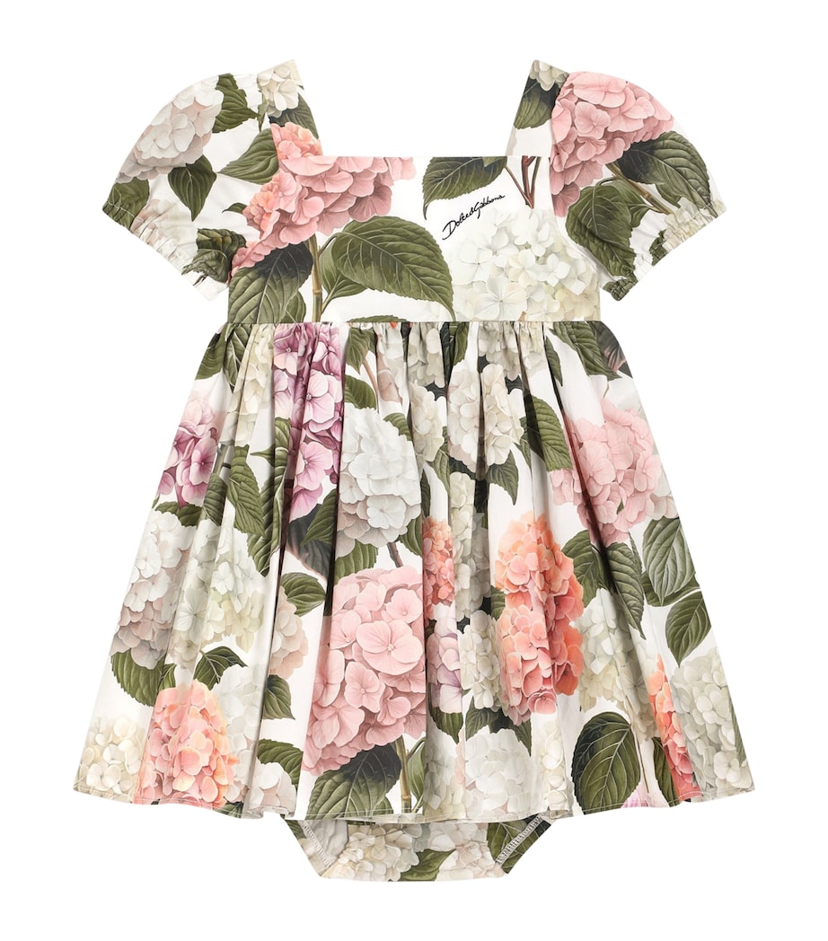 Dolce&Gabbana Kids Poplin Hydrangea Dress (3-30 Months) Fdo Bco Nat Image 1
