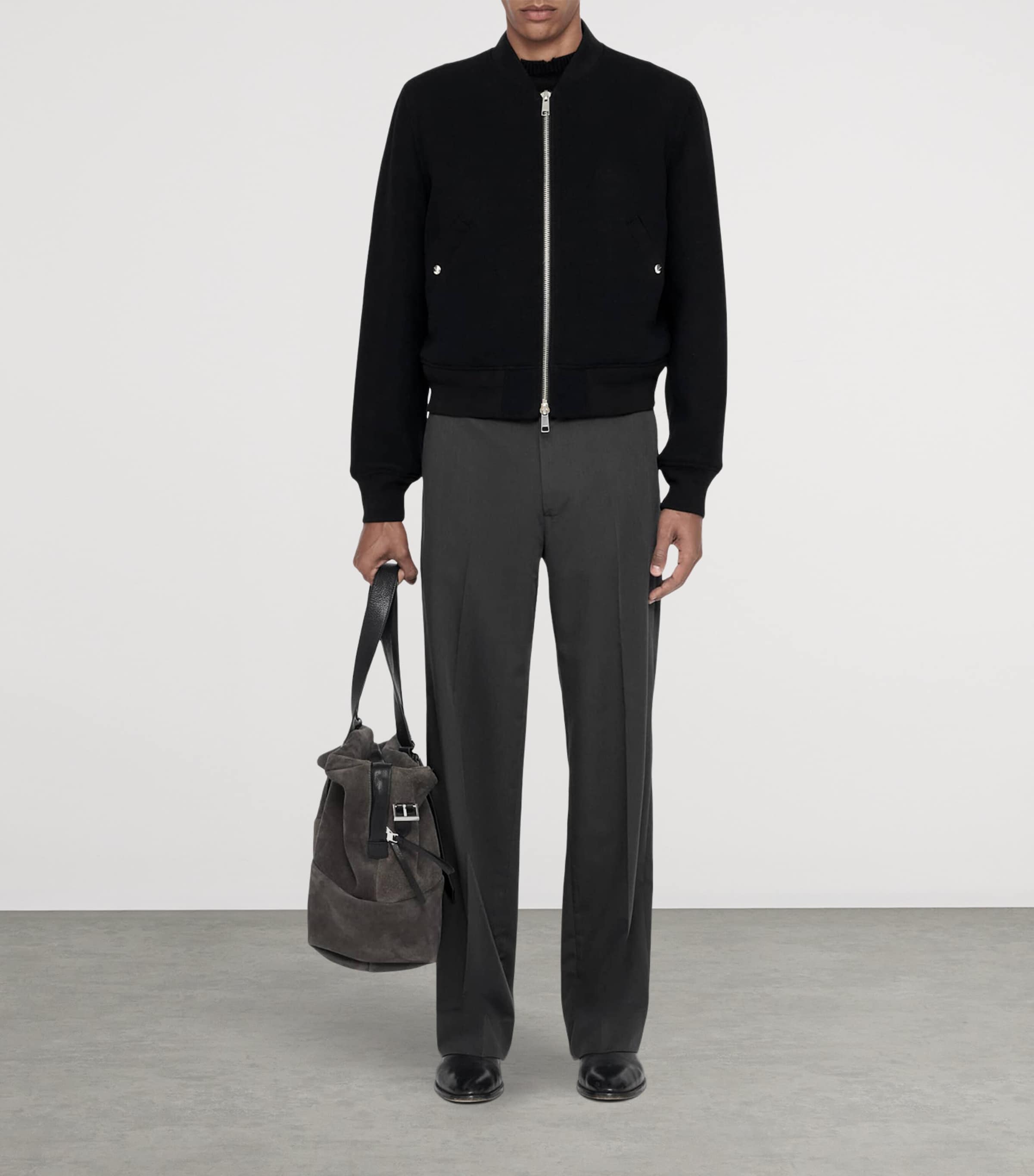 AllSaints Mens Moor Straight Trousers Charcoal Grey Image 2