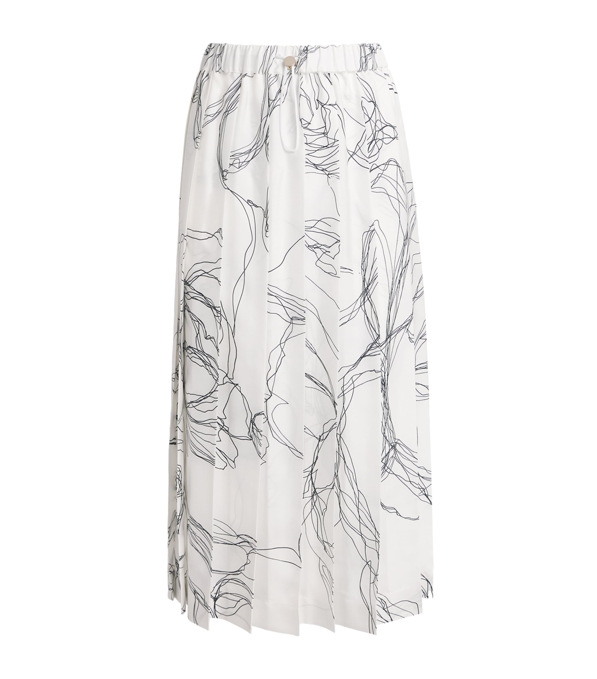 Fabiana Filippi Womens Silk Floral Pleated Midi Skirt Bianco Image 1