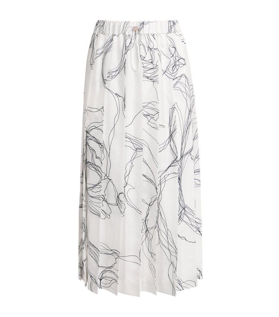 Fabiana Filippi Womens Silk Floral Pleated Midi Skirt Bianco Image 1