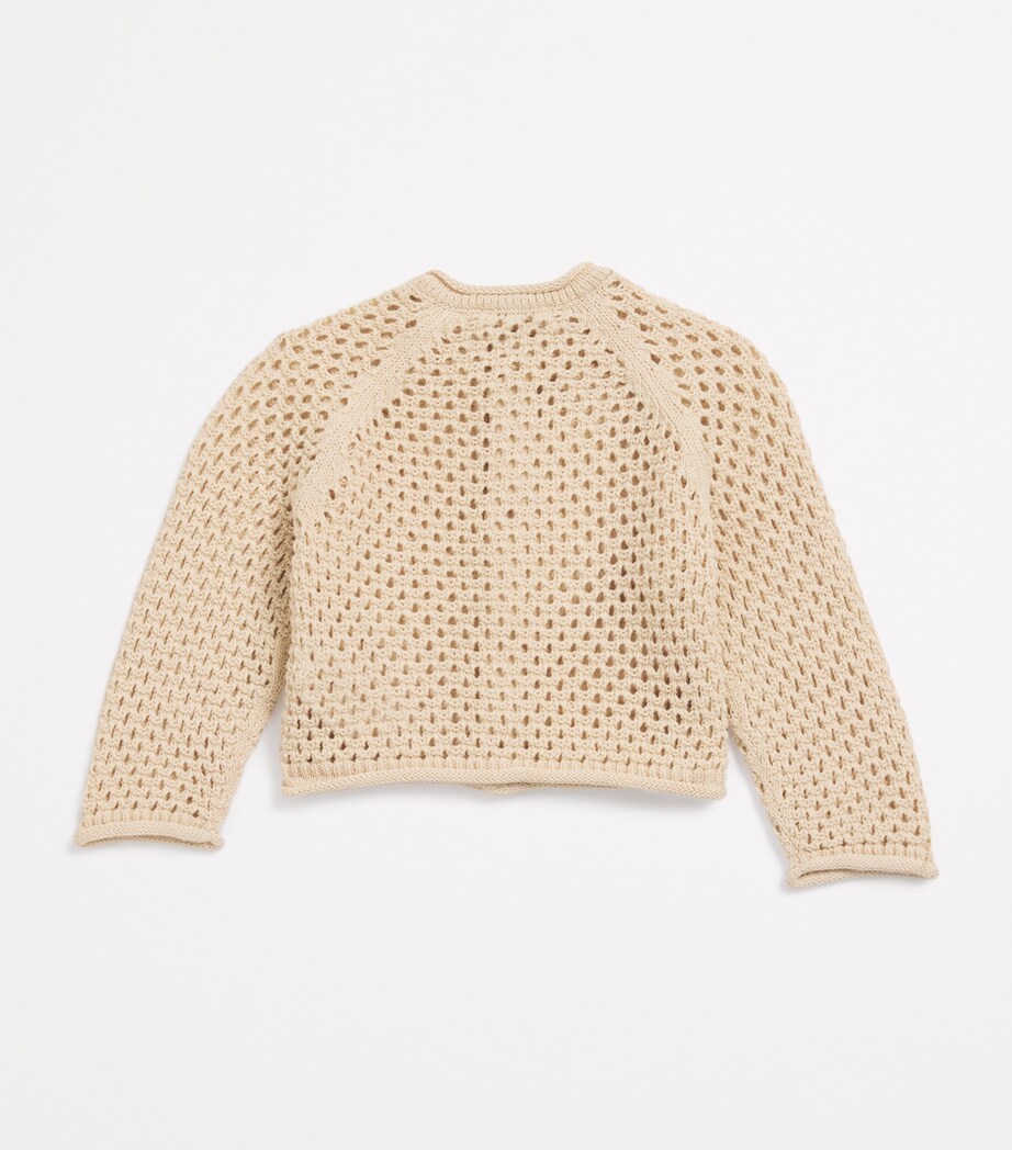 Il Gufo Cotton Waffle-Knit Cardigan (6-36 Months) Beige Image 2