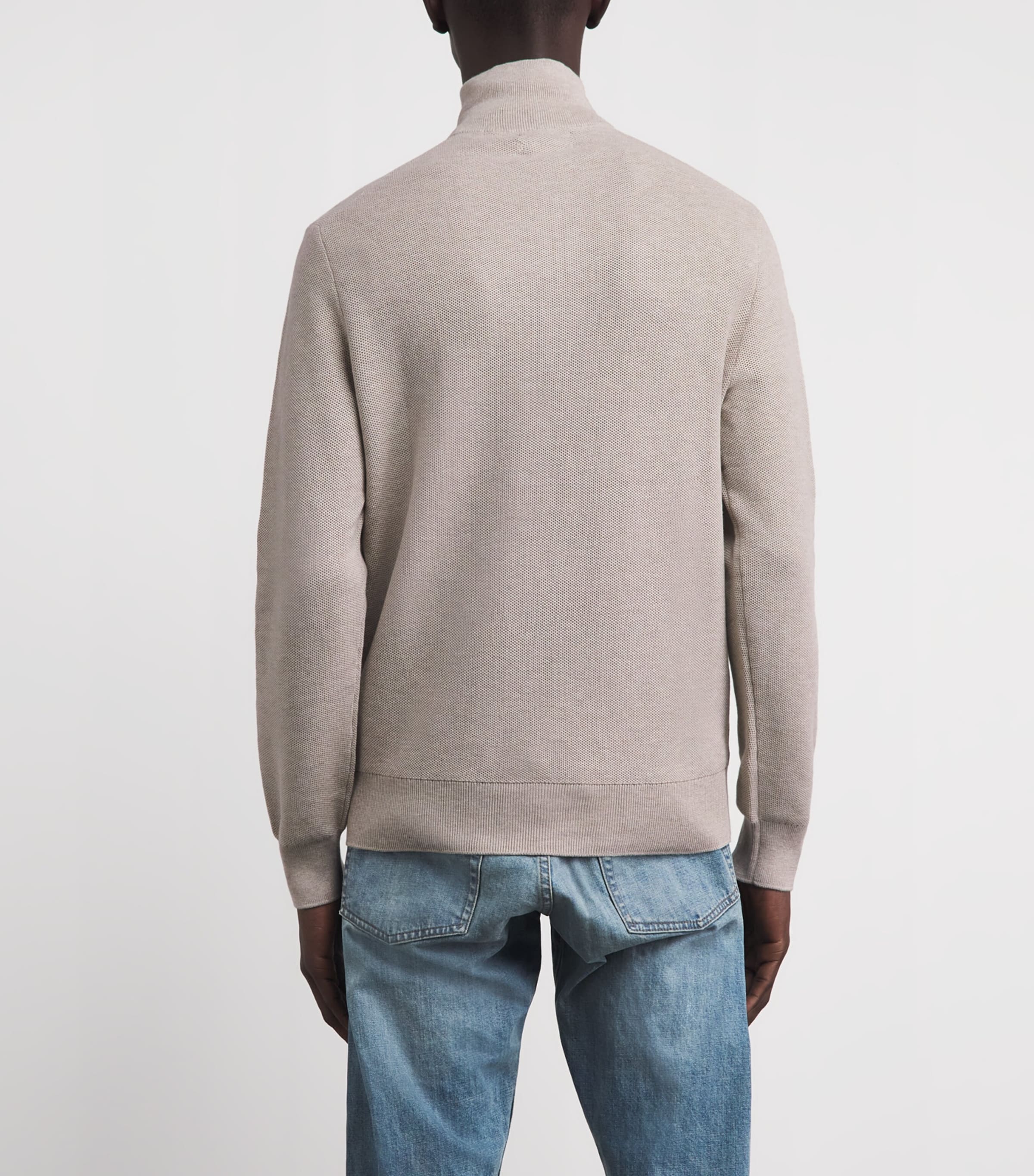 Polo Ralph Lauren Mens Cotton Half-Zip Sweater Light Wlnut Brn Hthr Image 5