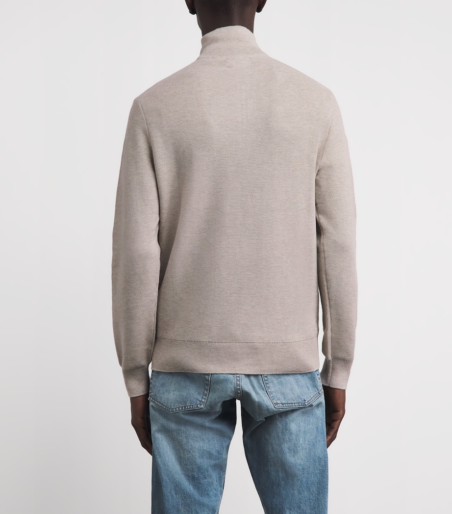 Polo Ralph Lauren Mens Cotton Half-Zip Sweater Light Wlnut Brn Hthr Image 5