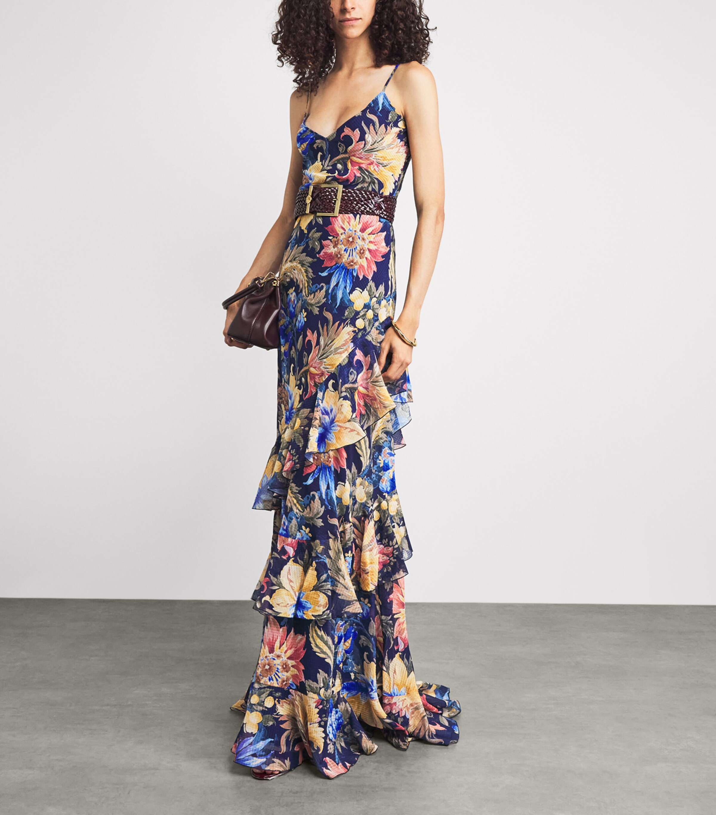Etro Womens Seersucker Floral Maxi Dress Print/blue Bs Image 2