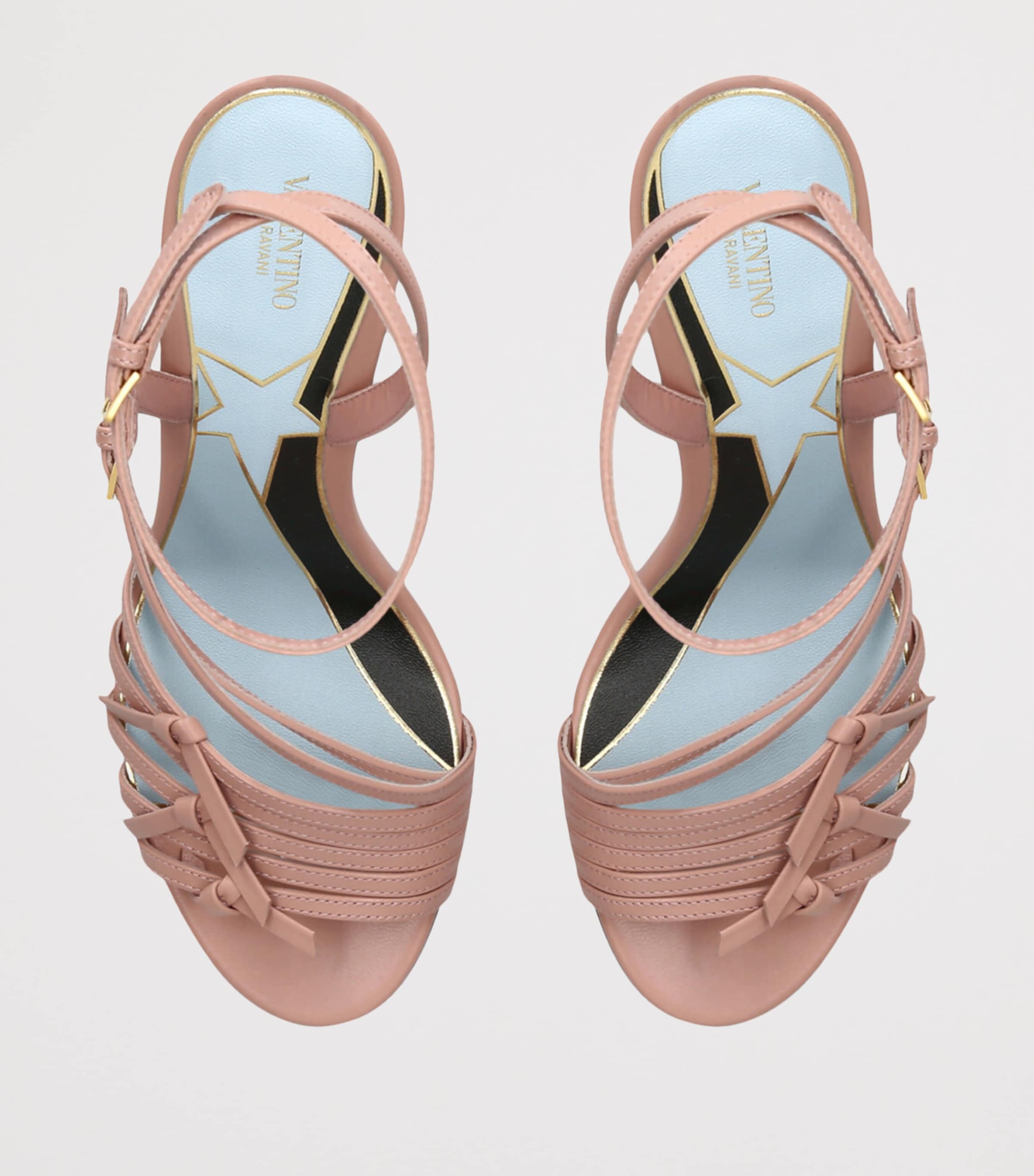 Valentino Garavani Leather Nodine Heeled Sandals 100 Blush Image 4