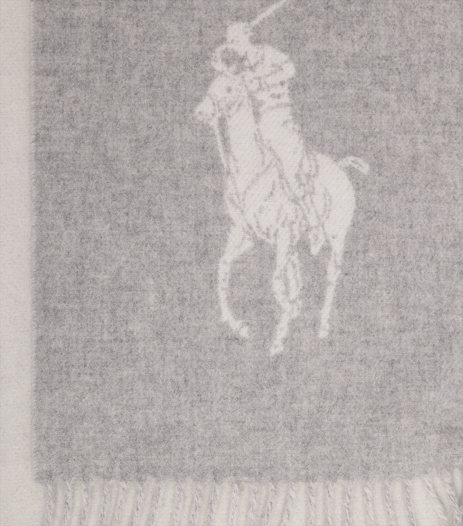 Wool Polo Pony Scarf FAWN GREY HTHR/CREAM Image 5